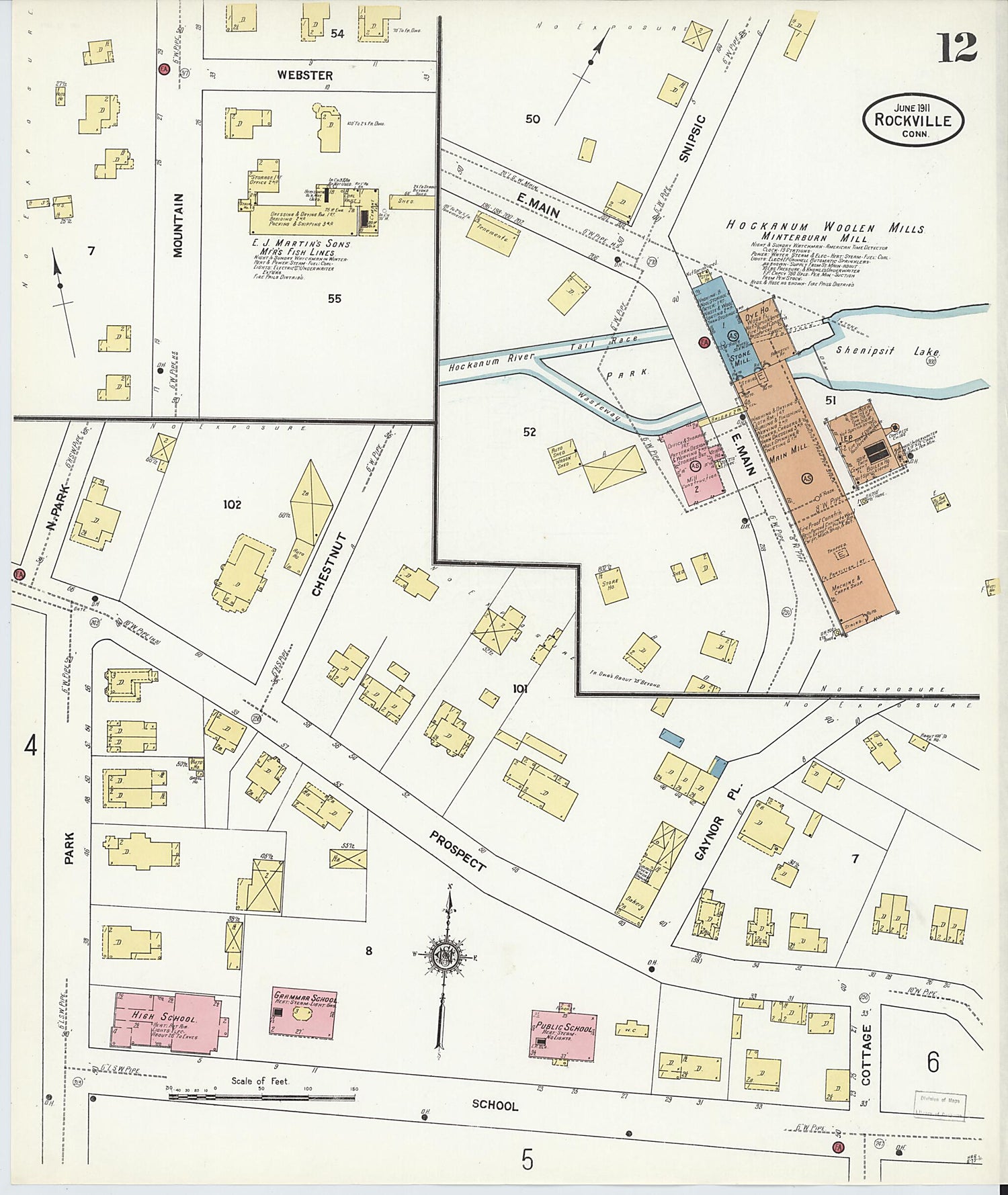 This old map of Rockville, Tolland County, Connecticut was created by Sanborn Map Company in 1911