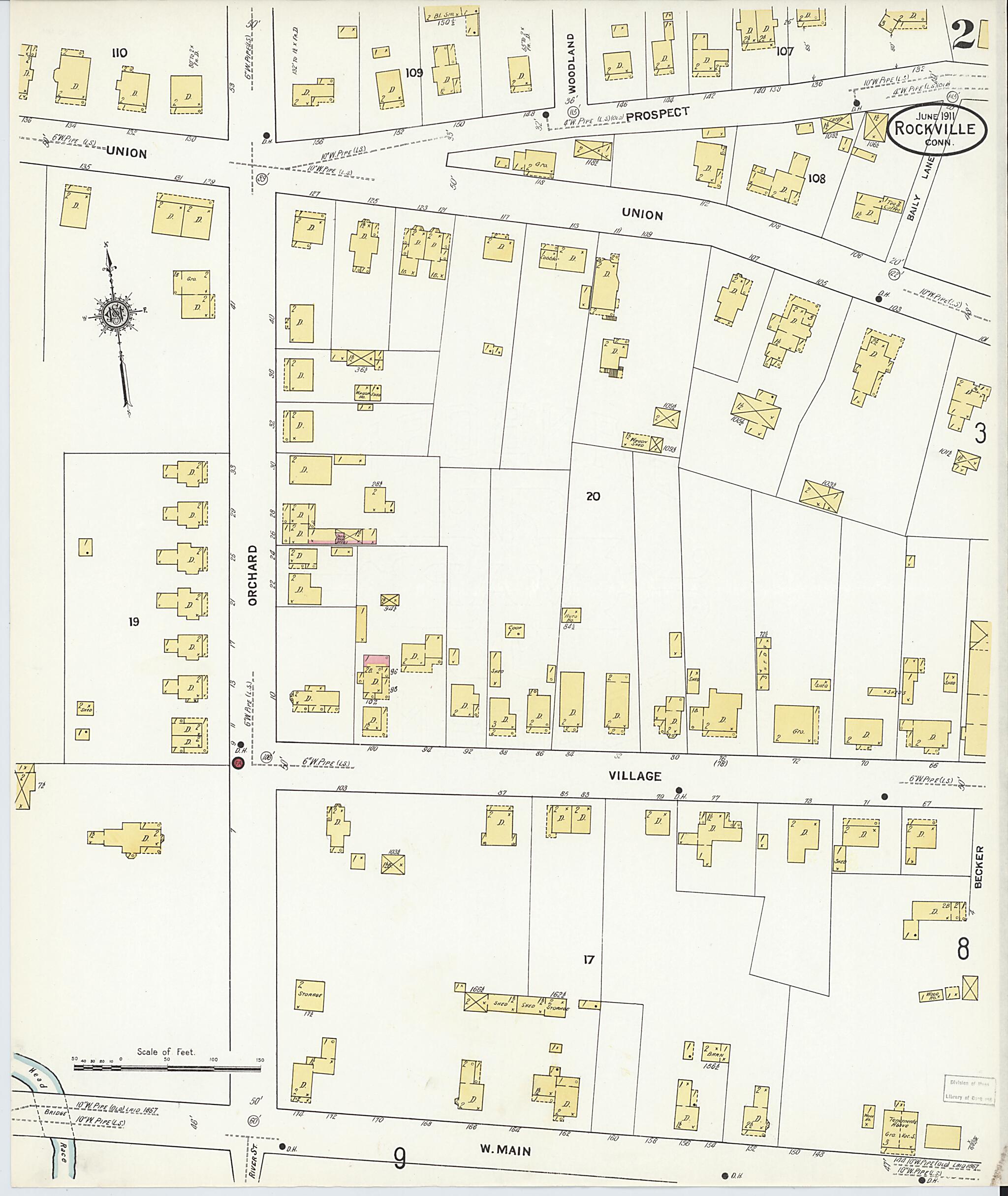 This old map of Rockville, Tolland County, Connecticut was created by Sanborn Map Company in 1911