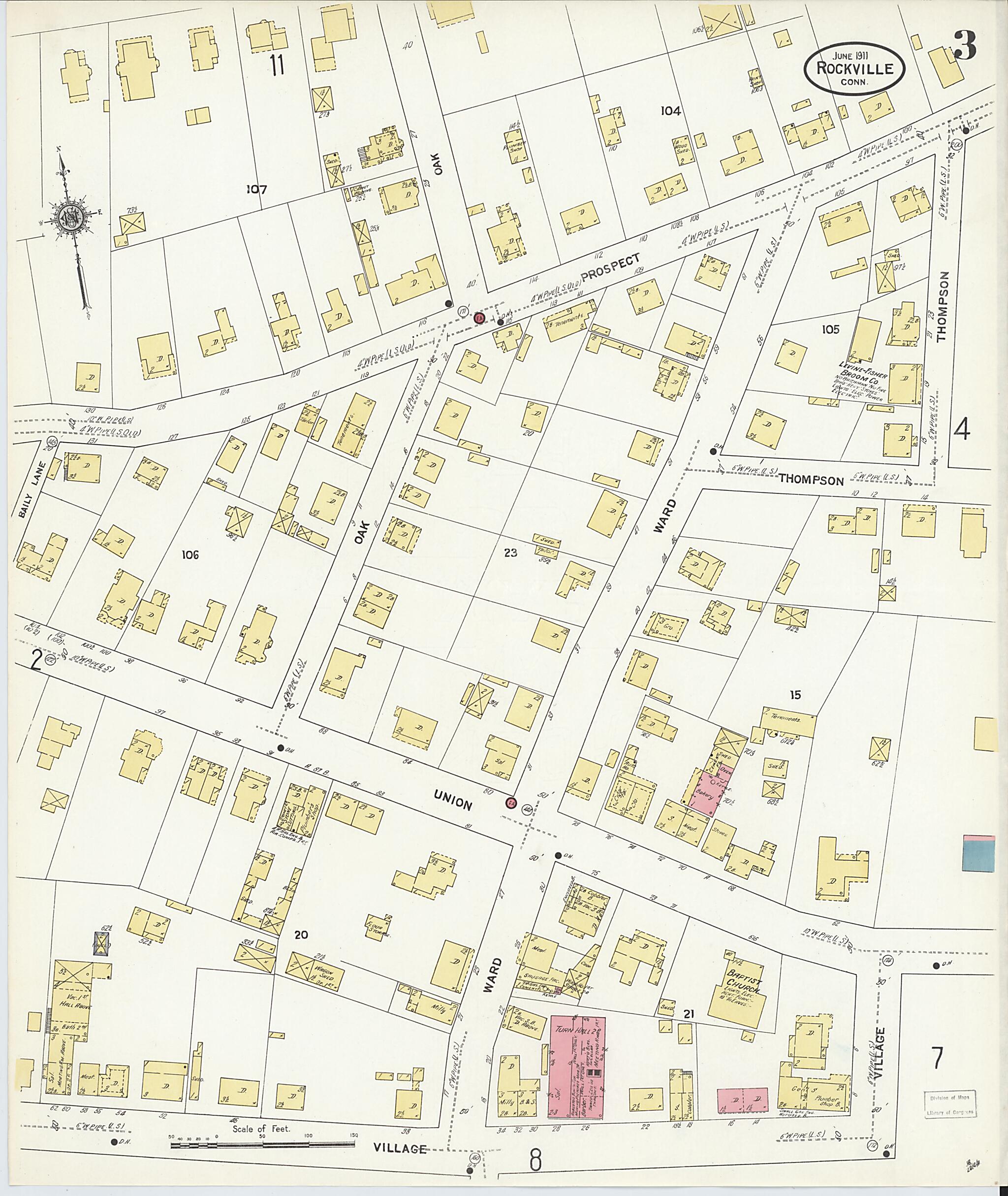 This old map of Rockville, Tolland County, Connecticut was created by Sanborn Map Company in 1911