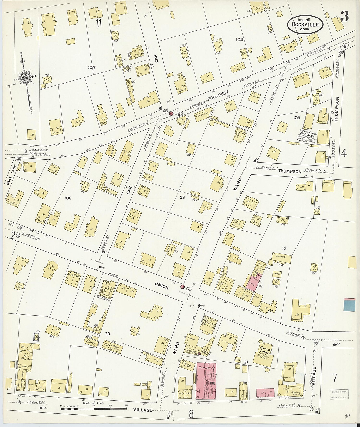 This old map of Rockville, Tolland County, Connecticut was created by Sanborn Map Company in 1911