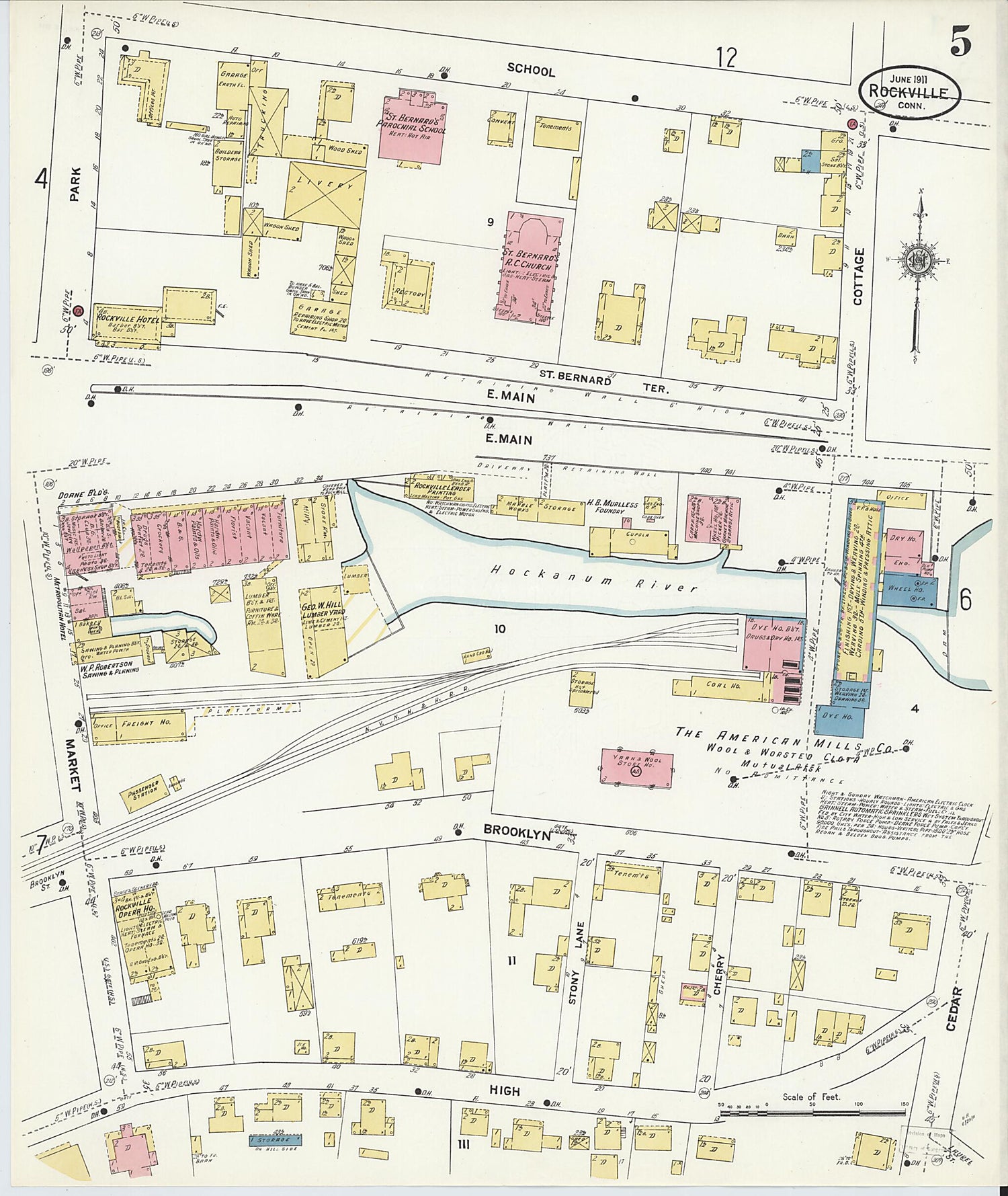 This old map of Rockville, Tolland County, Connecticut was created by Sanborn Map Company in 1911
