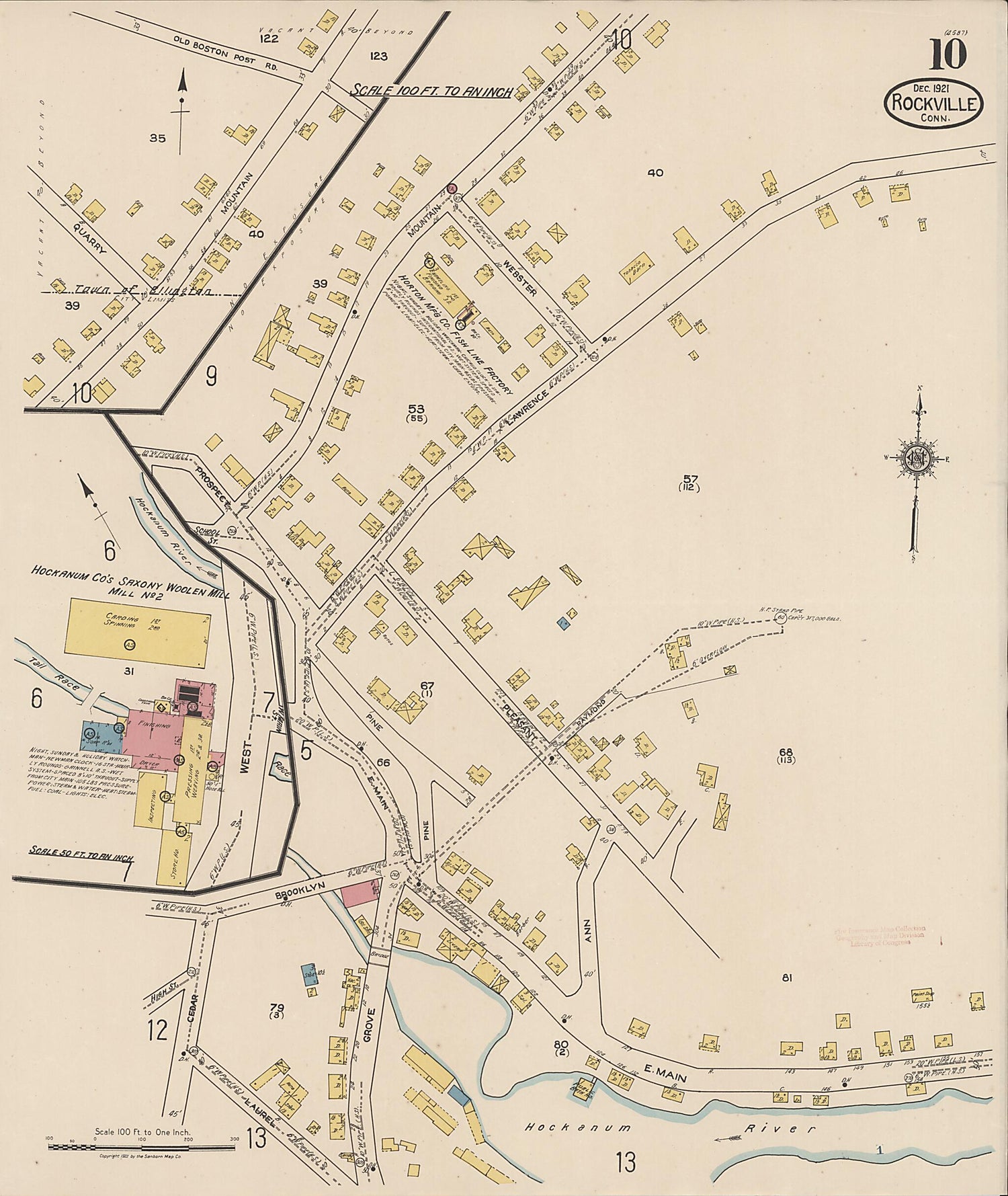 This old map of Rockville, Tolland County, Connecticut was created by Sanborn Map Company in 1921
