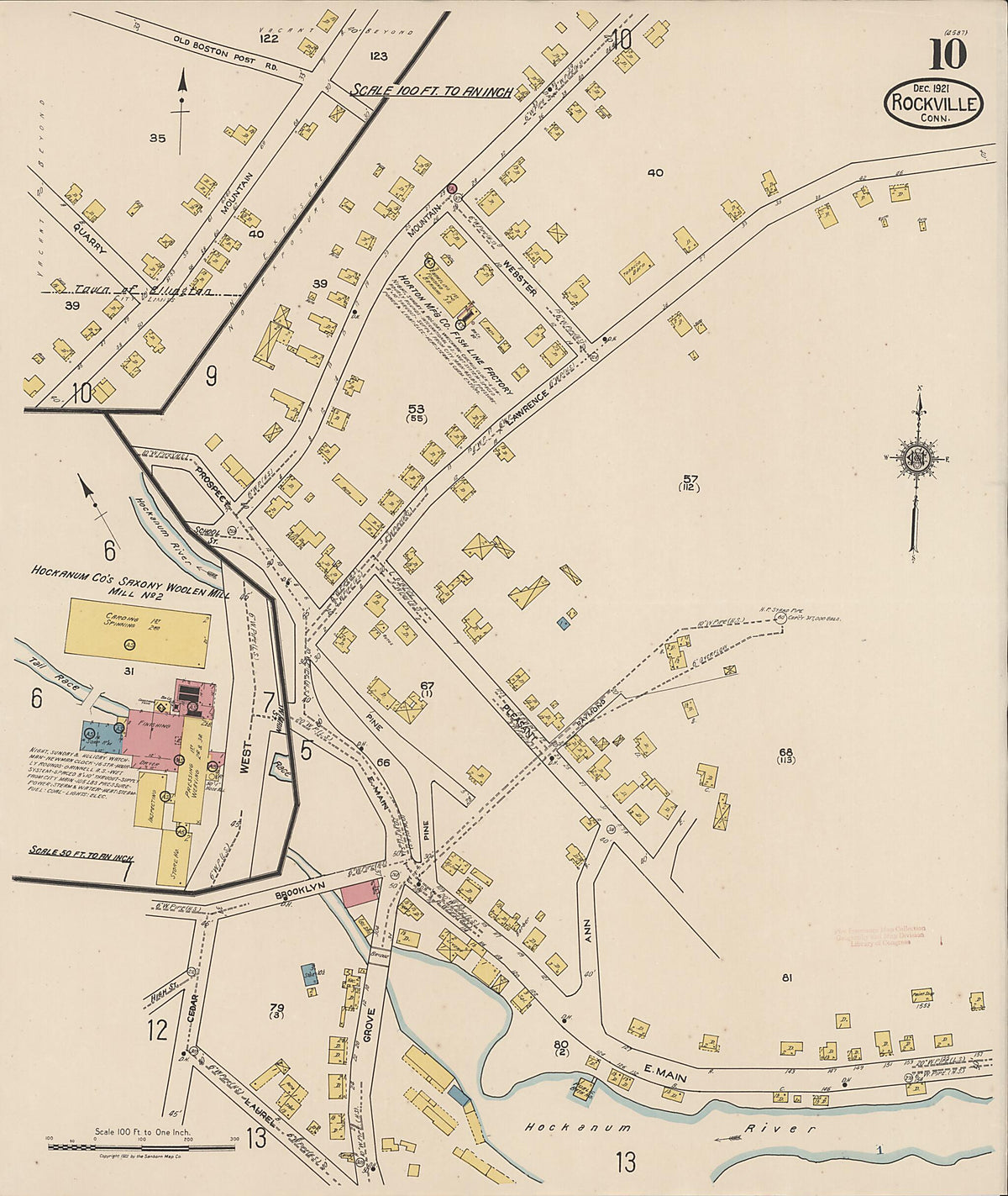 Rockville, Tolland County, Connecticut 1921 (Sheet 10 of 14) by Relic Map Company