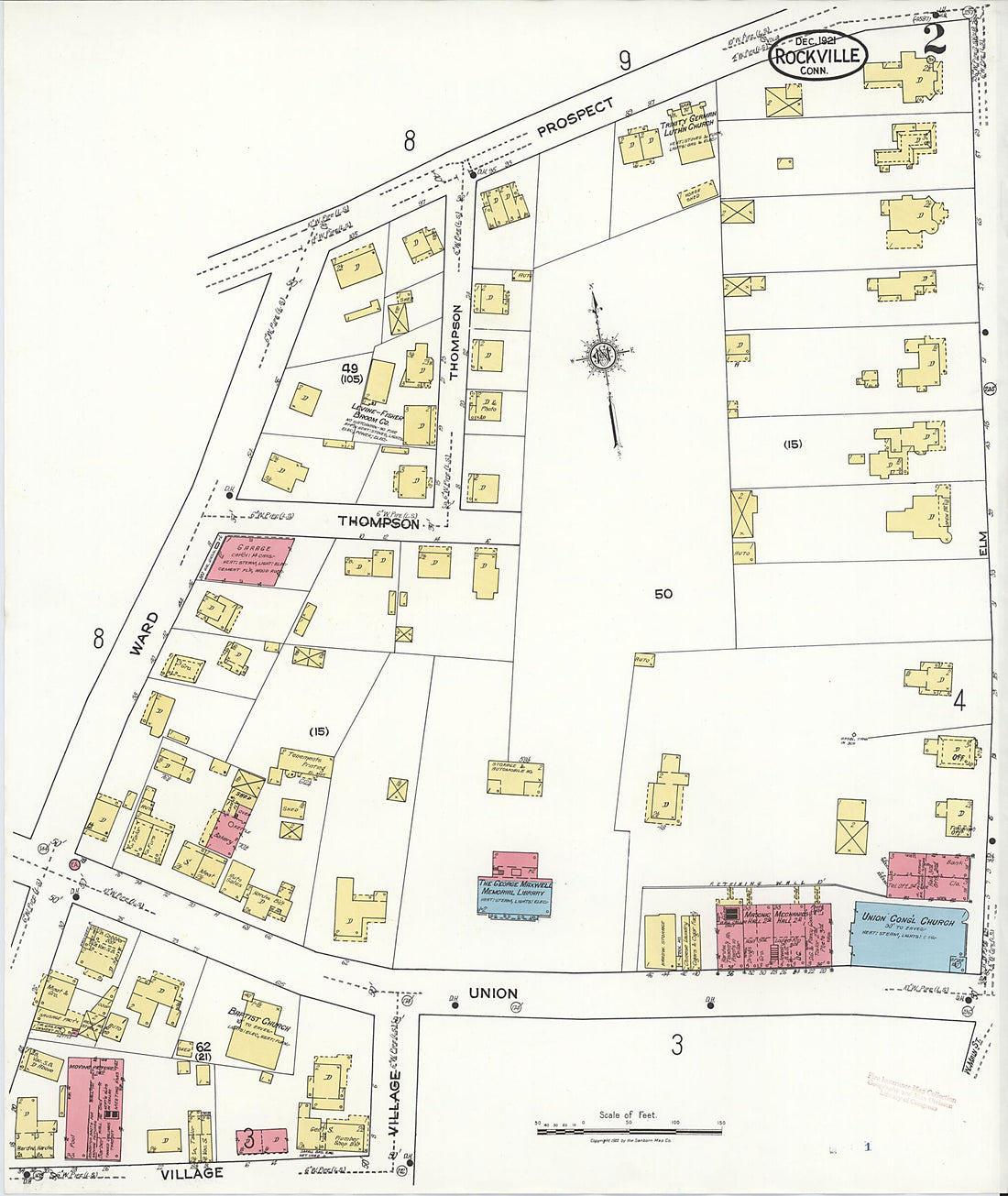 This old map of Rockville, Tolland County, Connecticut was created by Sanborn Map Company in 1921