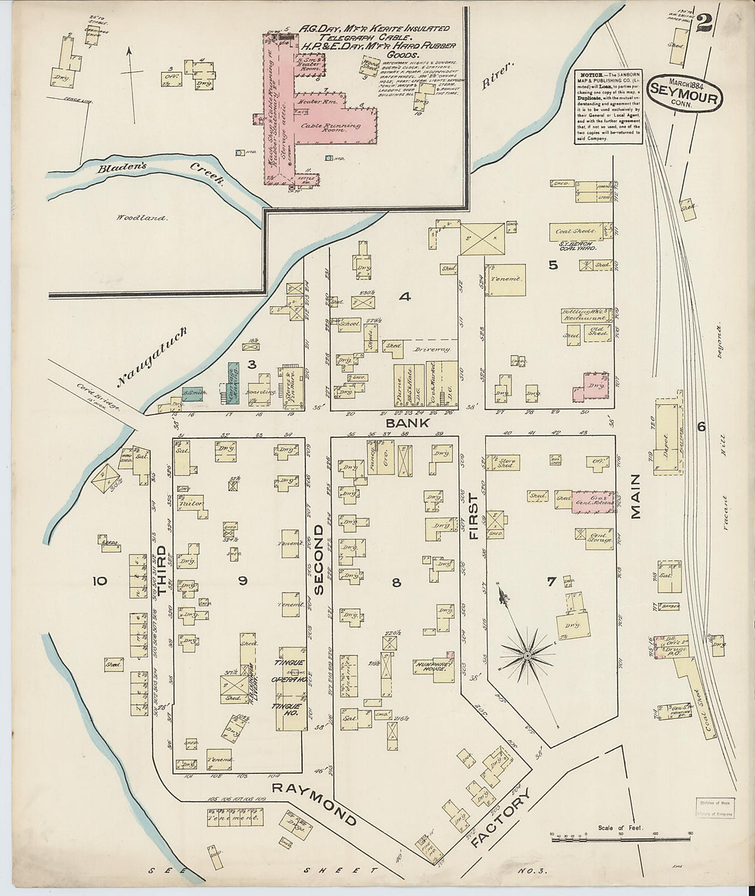 This old map of Seymour, New Haven County, Connecticut was created by Sanborn Map Company in 1884