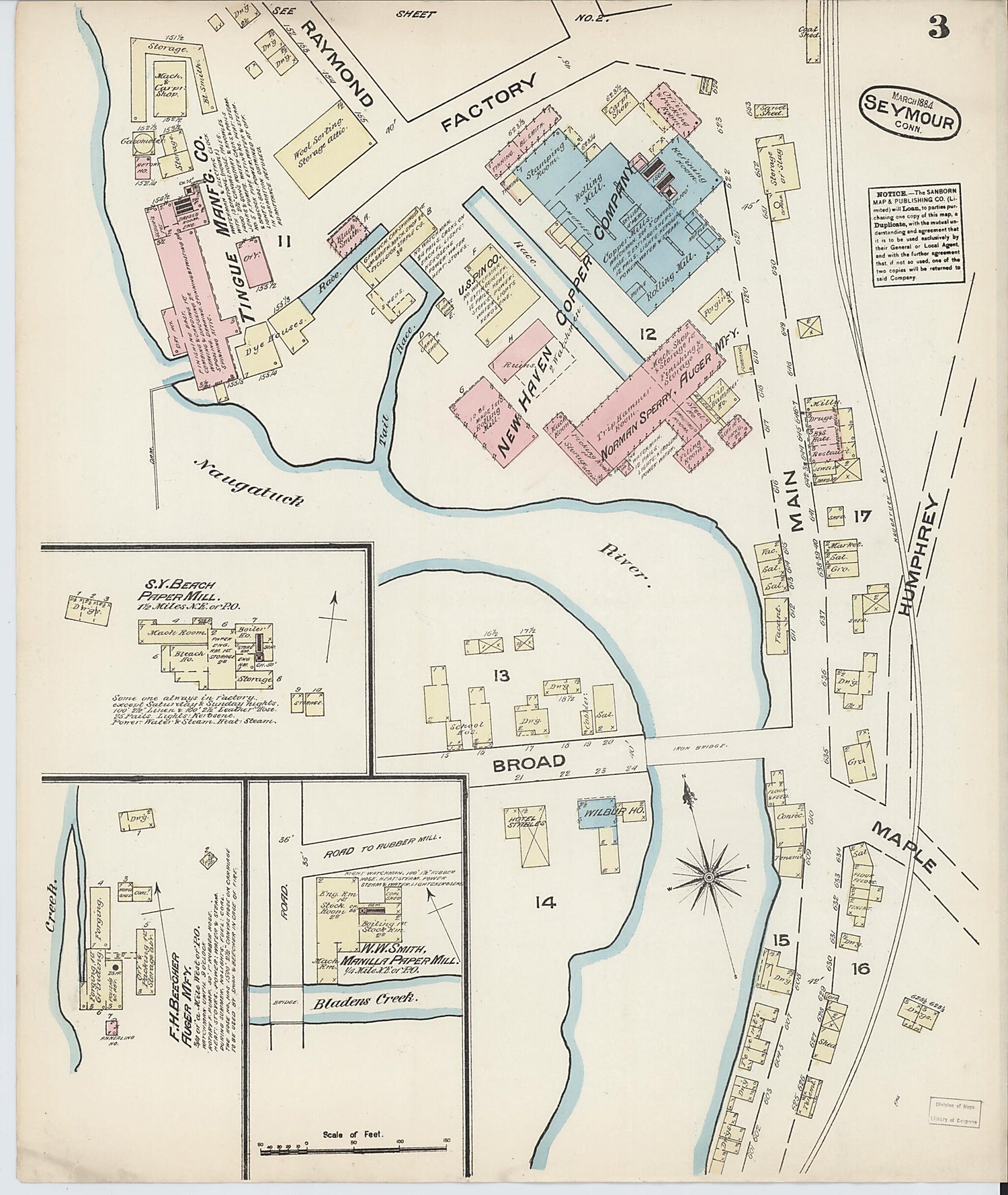 This old map of Seymour, New Haven County, Connecticut was created by Sanborn Map Company in 1884
