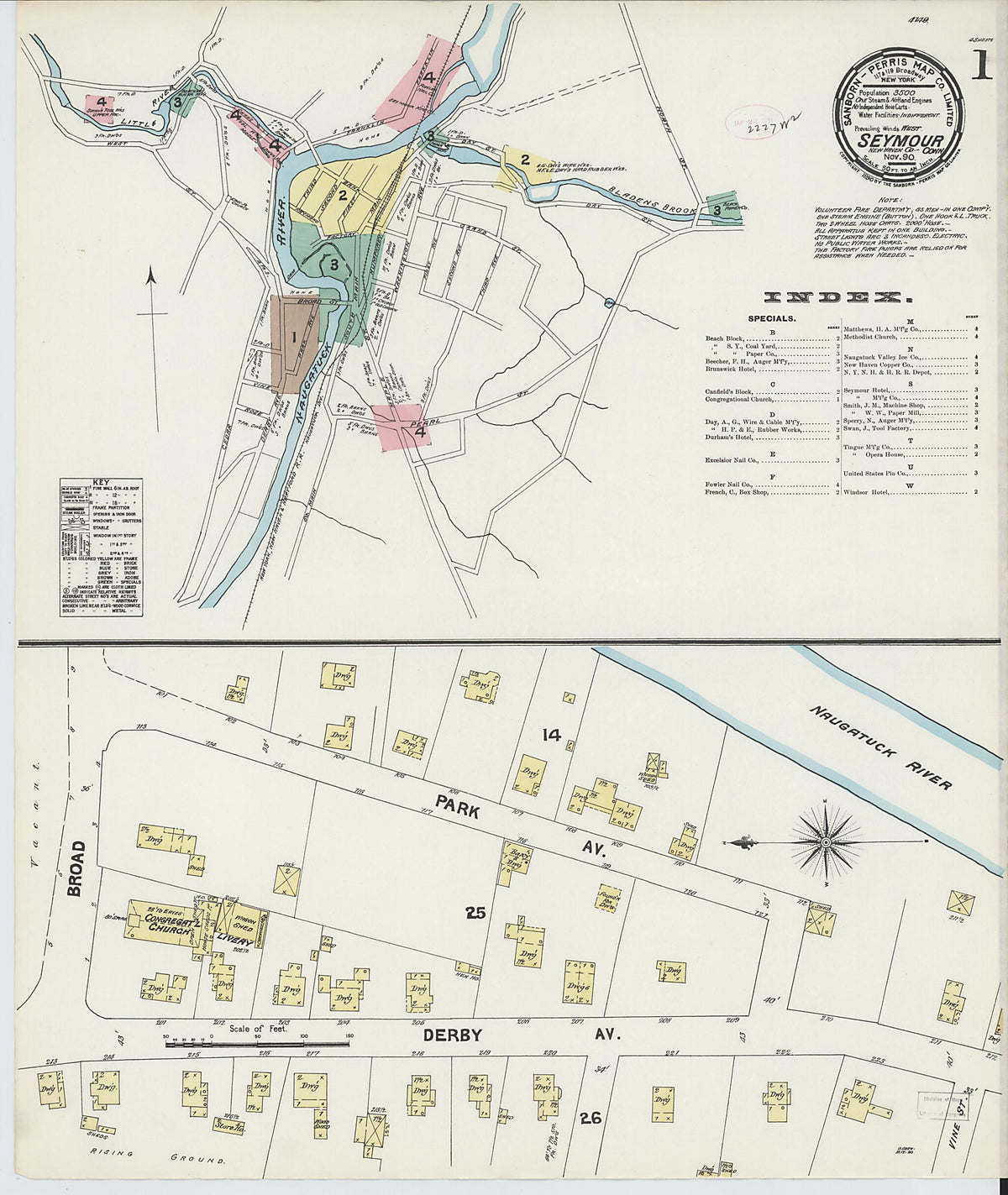 Seymour, New Haven County, Connecticut 1890 (Sheet 1 of 4) by Relic Map Company