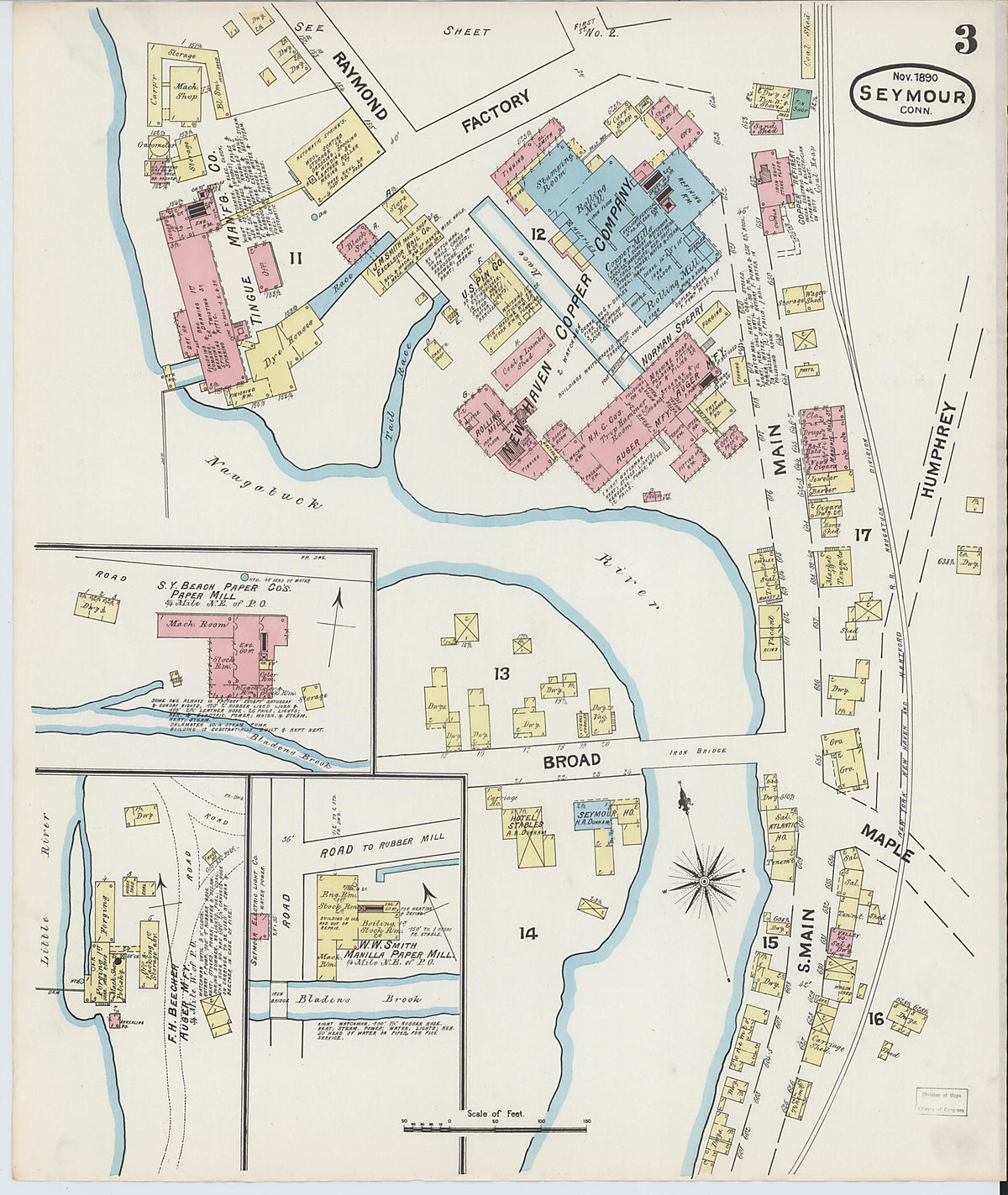 Seymour, New Haven County, Connecticut 1890 (Sheet 3 of 4) by Relic Map Company