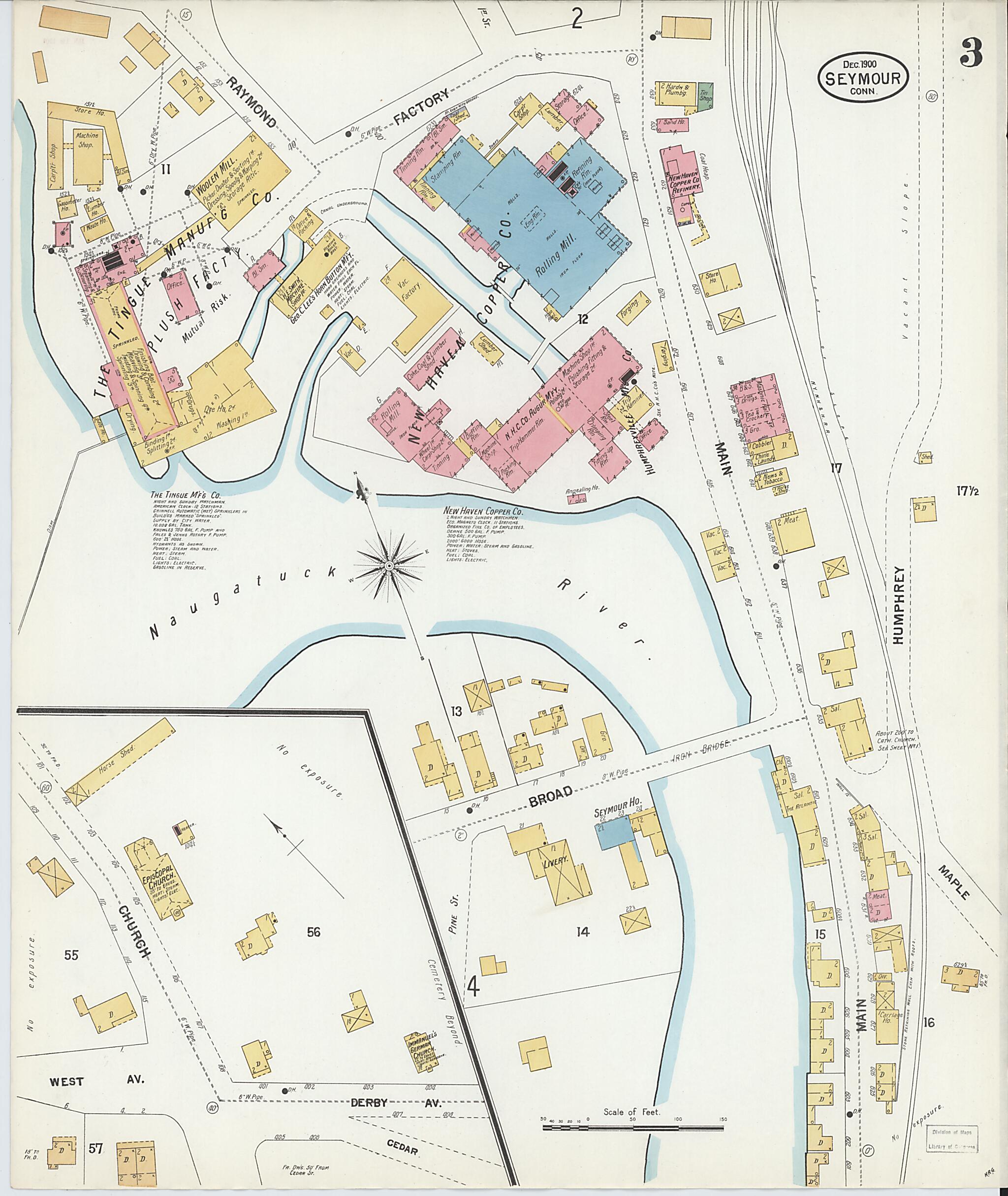 This old map of Seymour, New Haven County, Connecticut was created by Sanborn Map Company in 1900