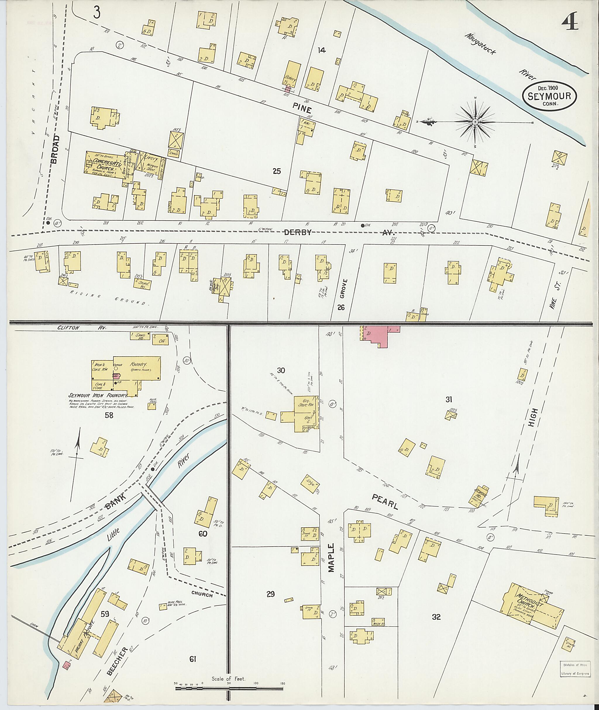 This old map of Seymour, New Haven County, Connecticut was created by Sanborn Map Company in 1900