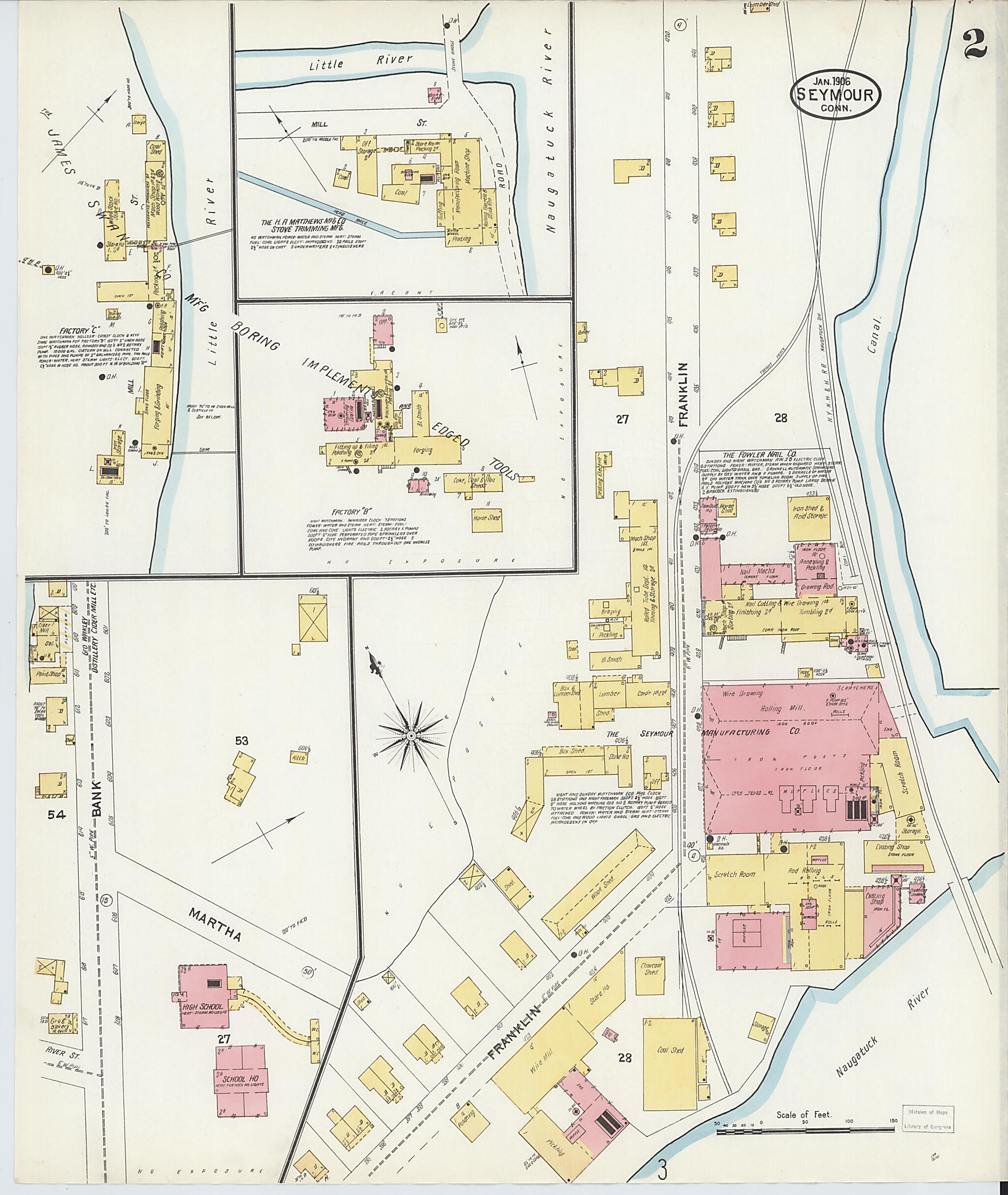 This old map of Seymour, New Haven County, Connecticut was created by Sanborn Map Company in 1906