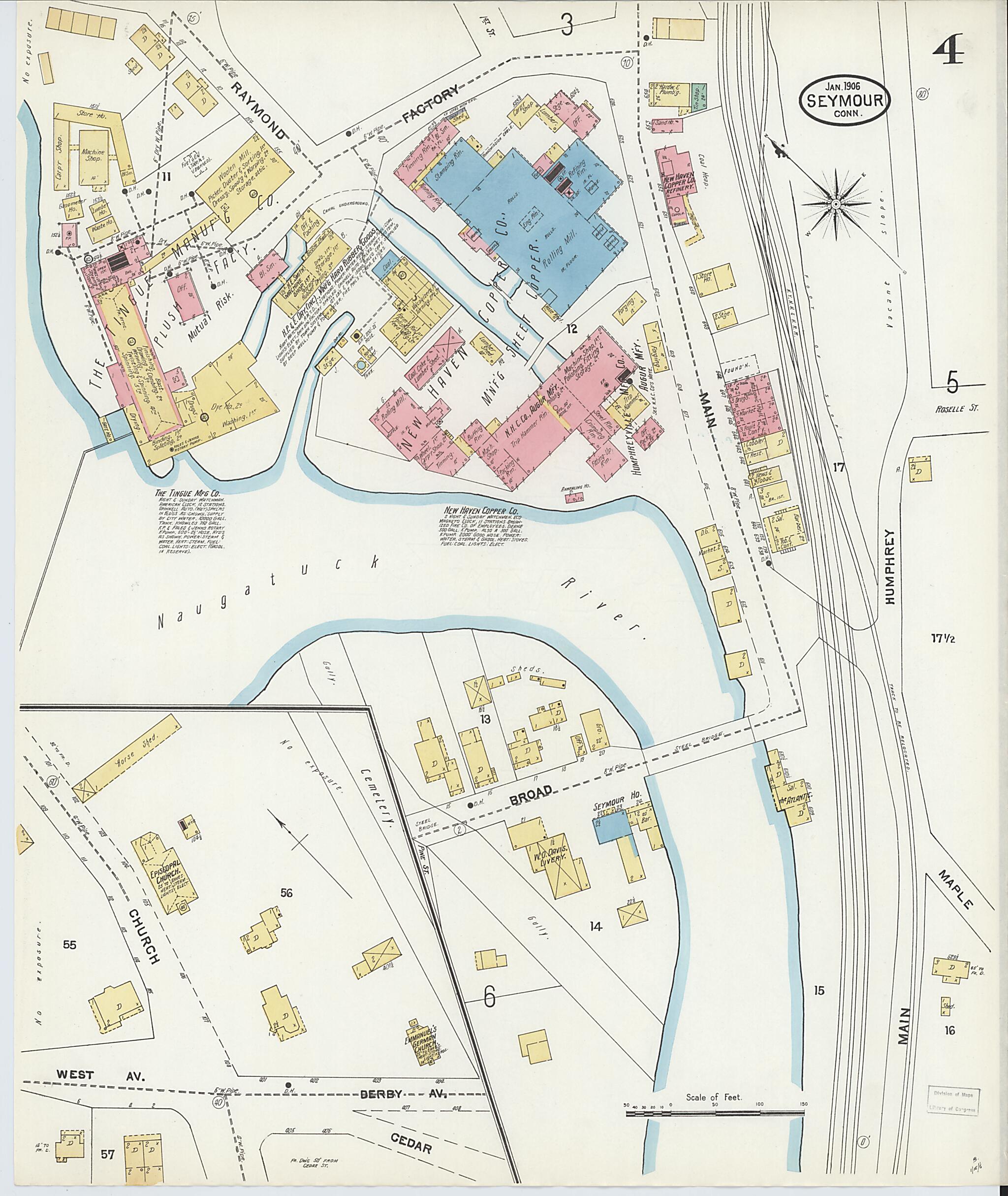 This old map of Seymour, New Haven County, Connecticut was created by Sanborn Map Company in 1906