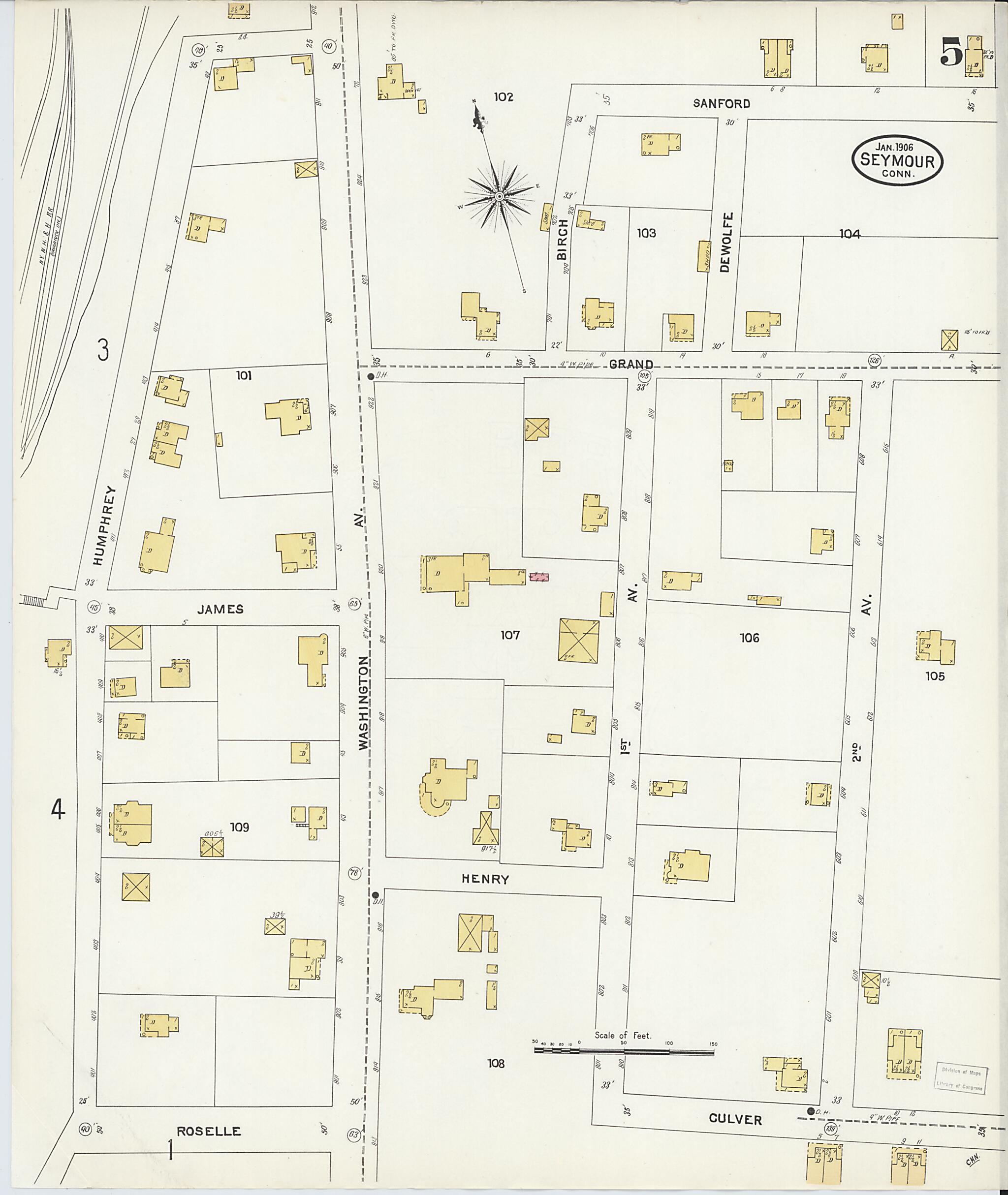 This old map of Seymour, New Haven County, Connecticut was created by Sanborn Map Company in 1906