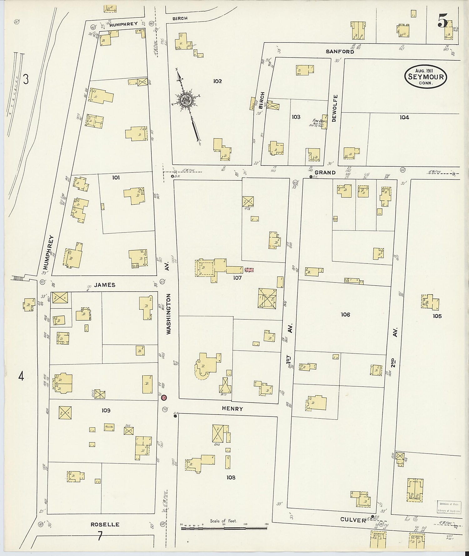 This old map of Seymour, New Haven County, Connecticut was created by Sanborn Map Company in 1911