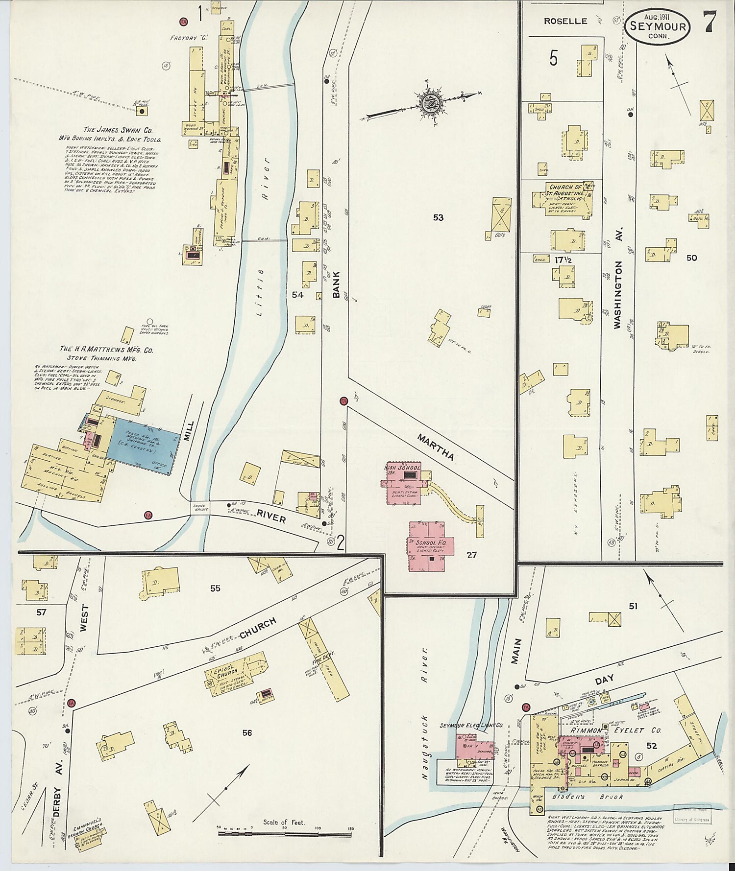 This old map of Seymour, New Haven County, Connecticut was created by Sanborn Map Company in 1911