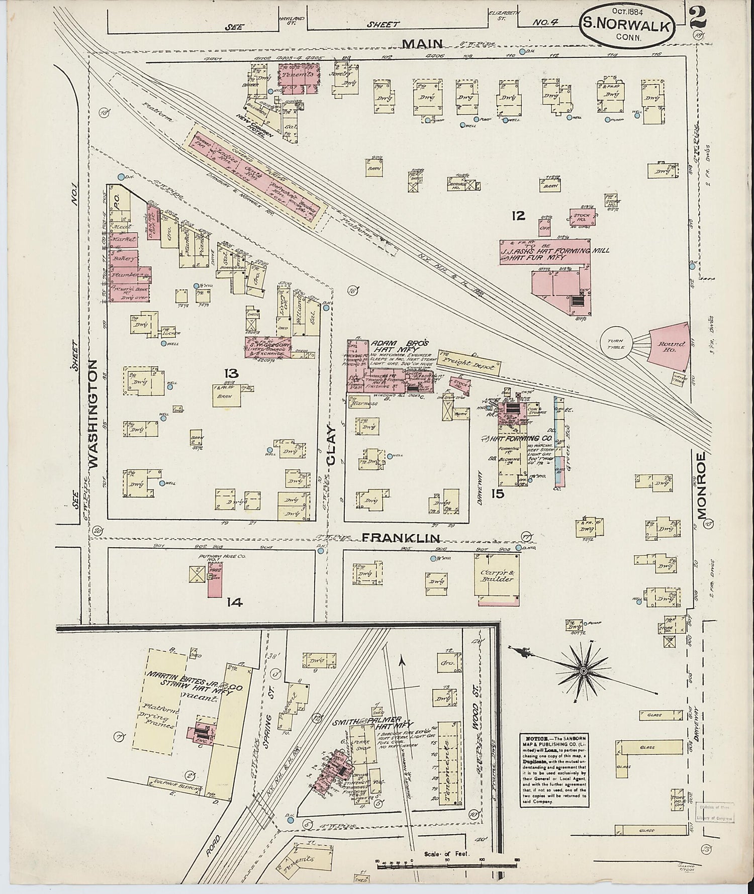 This old map of South Norwalk, Fairfield County, Connecticut was created by Sanborn Map Company in 1884