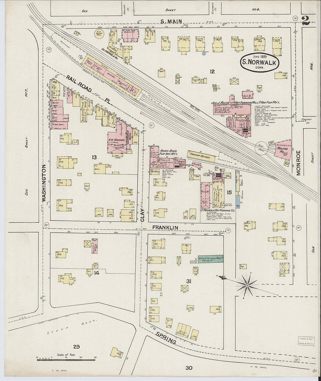 This old map of South Norwalk, Fairfield County, Connecticut was created by Sanborn Map Company in 1889