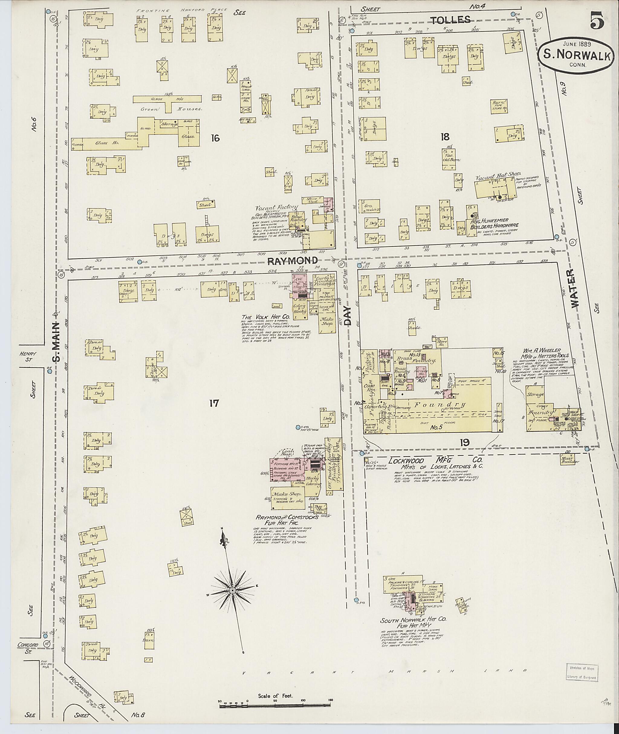 This old map of South Norwalk, Fairfield County, Connecticut was created by Sanborn Map Company in 1889