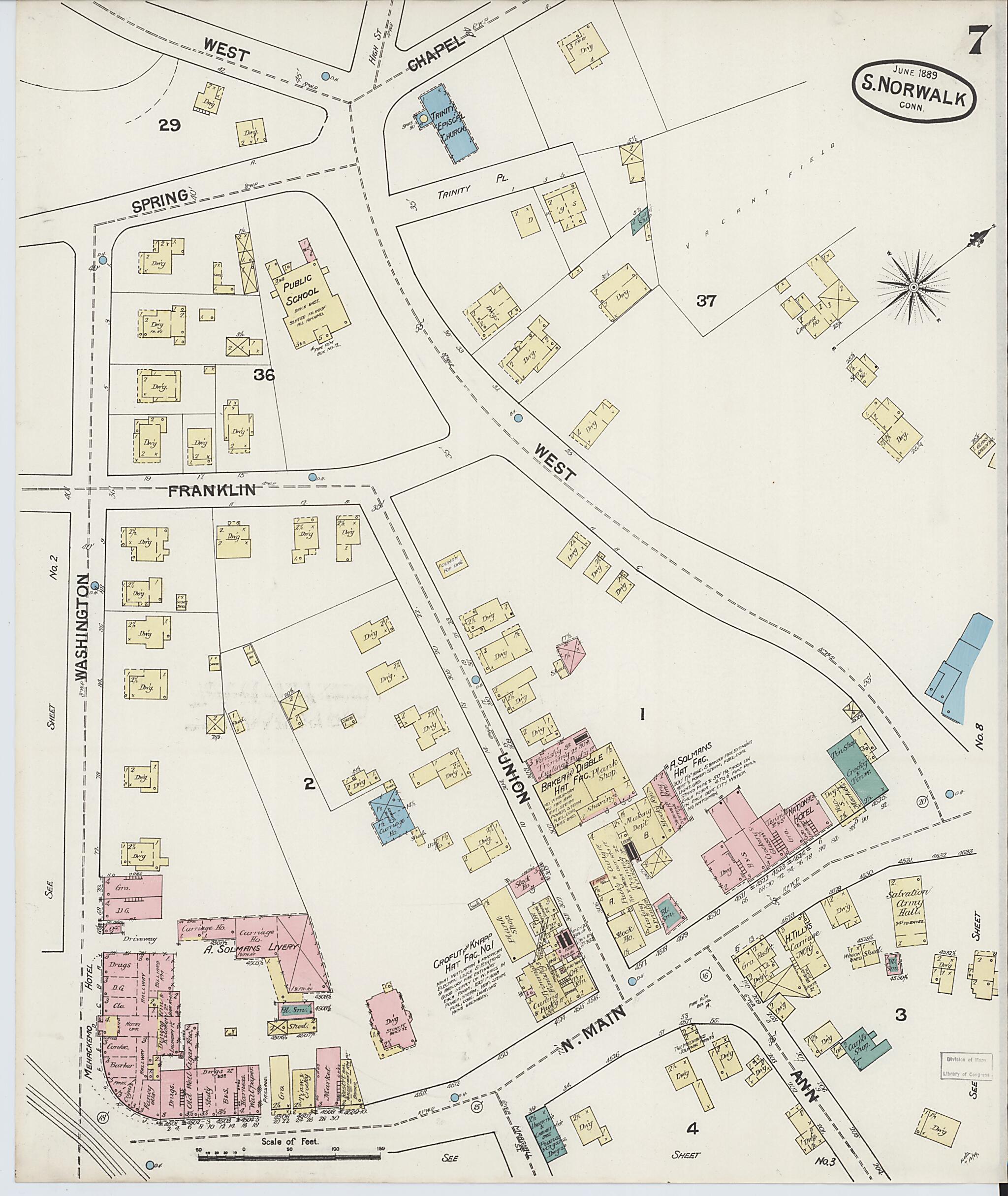 This old map of South Norwalk, Fairfield County, Connecticut was created by Sanborn Map Company in 1889