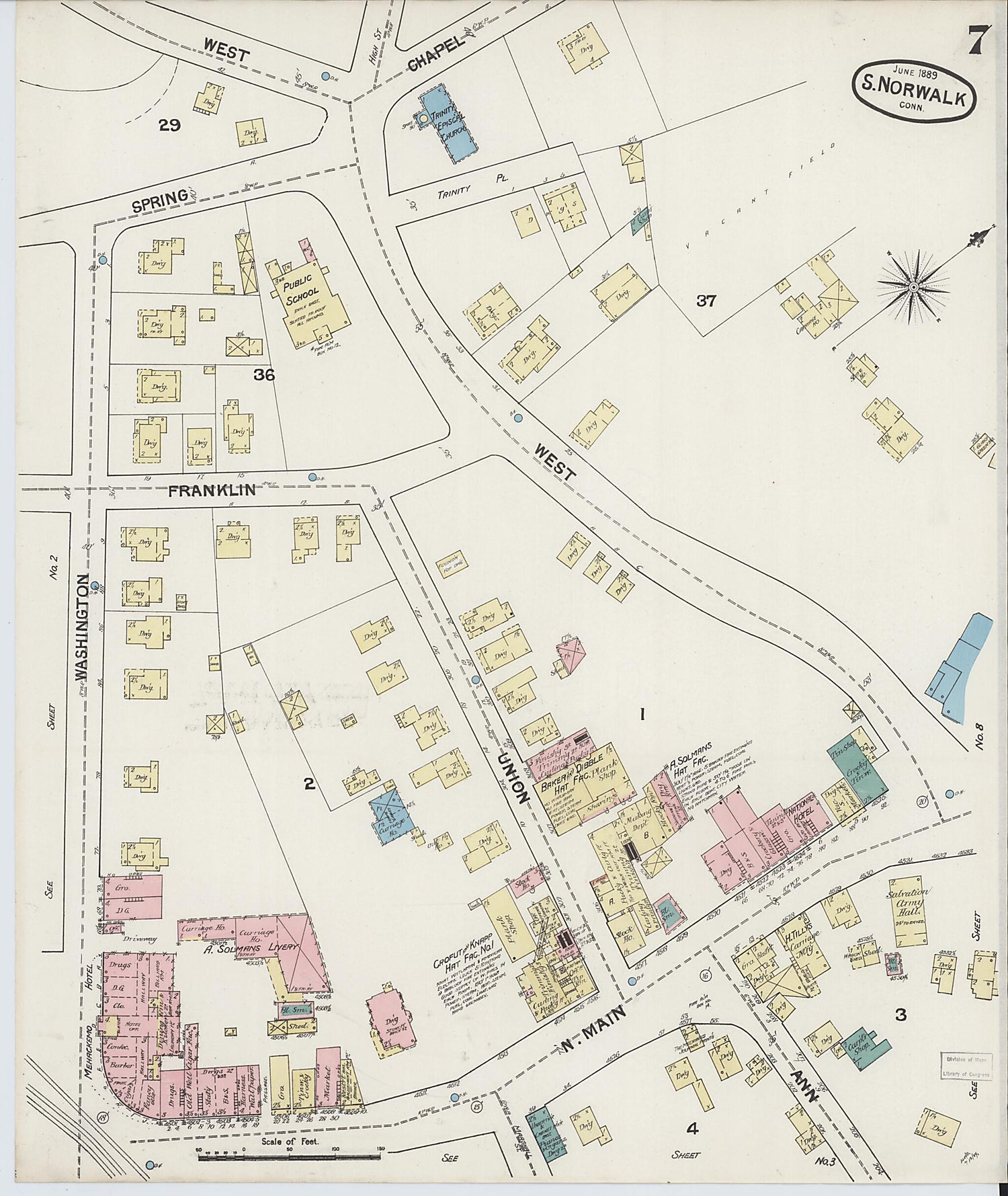 This old map of South Norwalk, Fairfield County, Connecticut was created by Sanborn Map Company in 1889