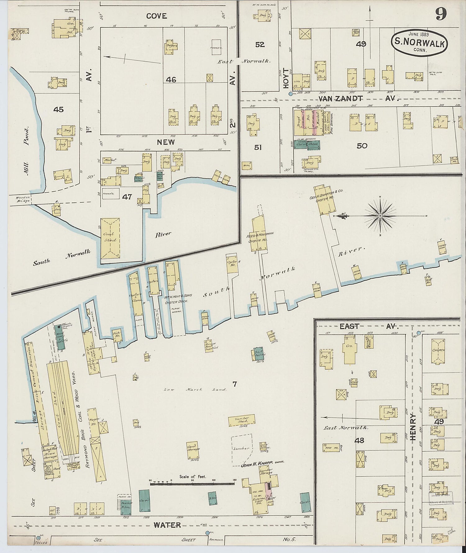 This old map of South Norwalk, Fairfield County, Connecticut was created by Sanborn Map Company in 1889