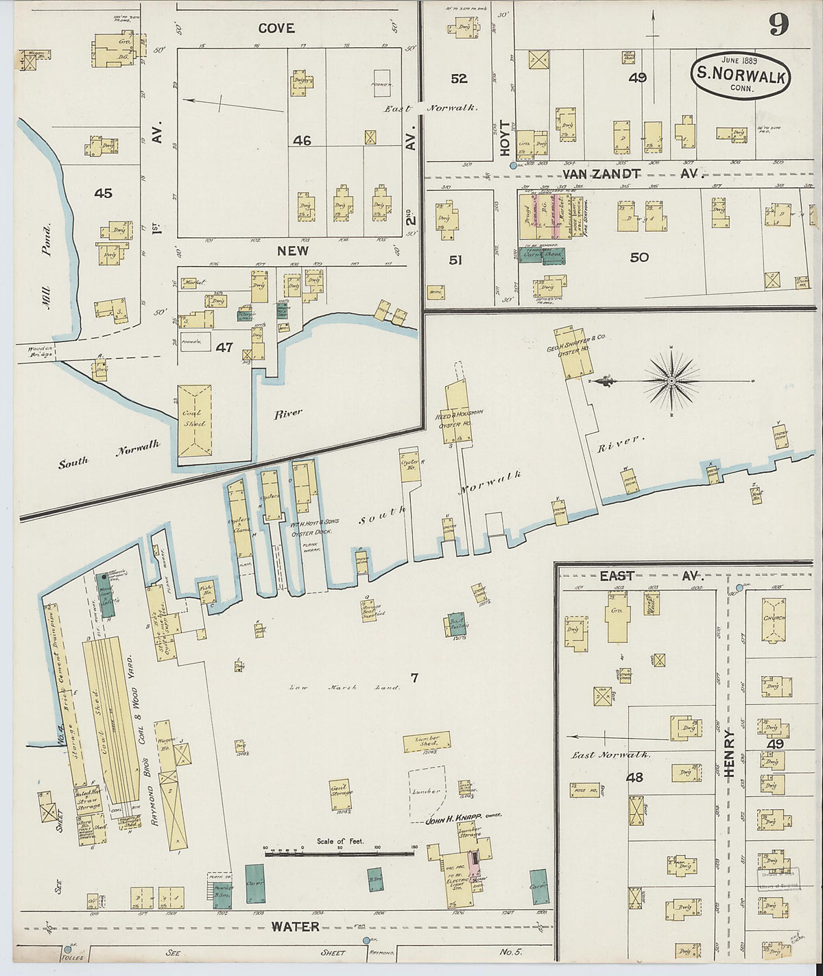 South Norwalk, Fairfield County, Connecticut 1889 (Sheet 9 of 9) by Relic Map Company