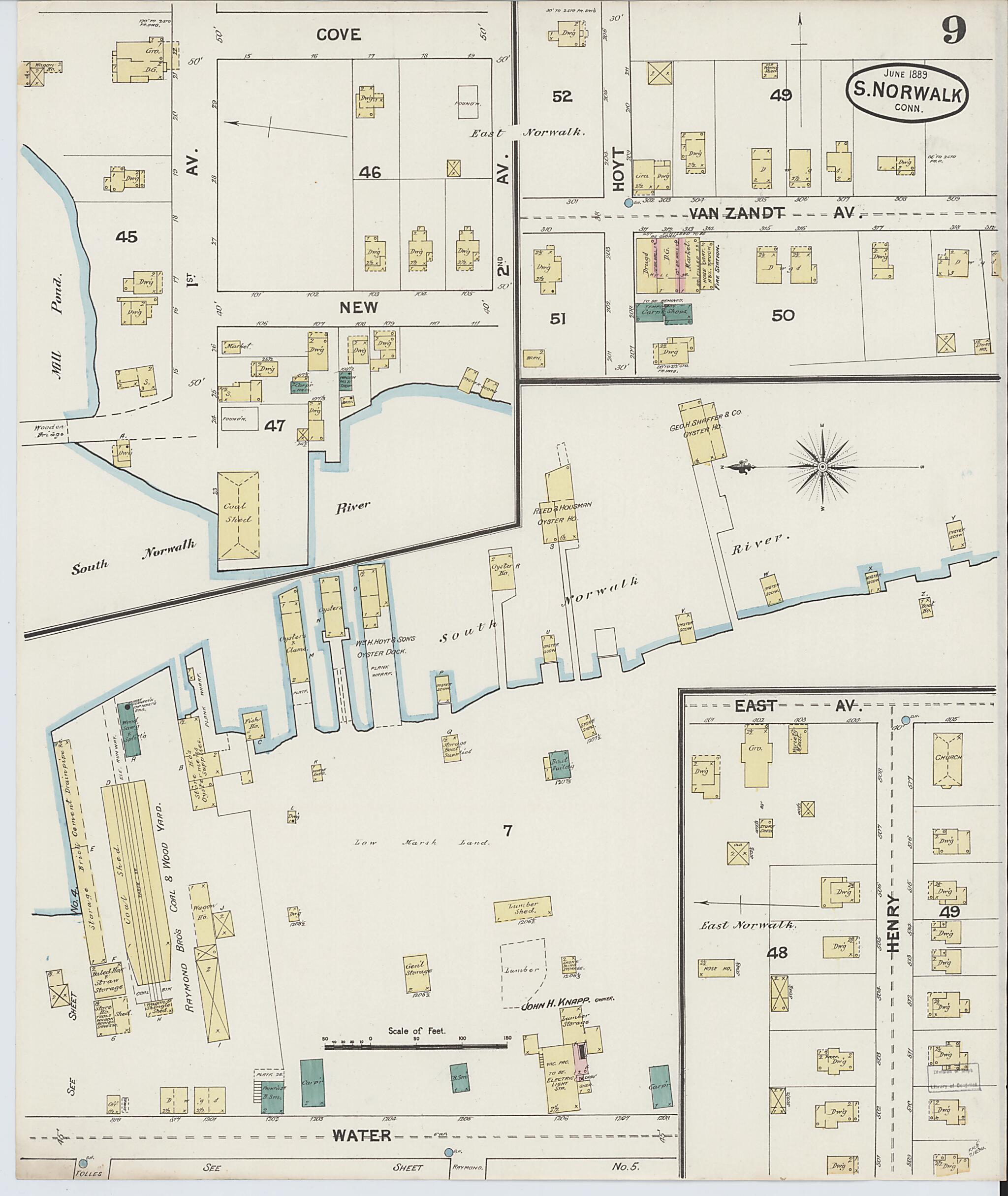 This old map of South Norwalk, Fairfield County, Connecticut was created by Sanborn Map Company in 1889