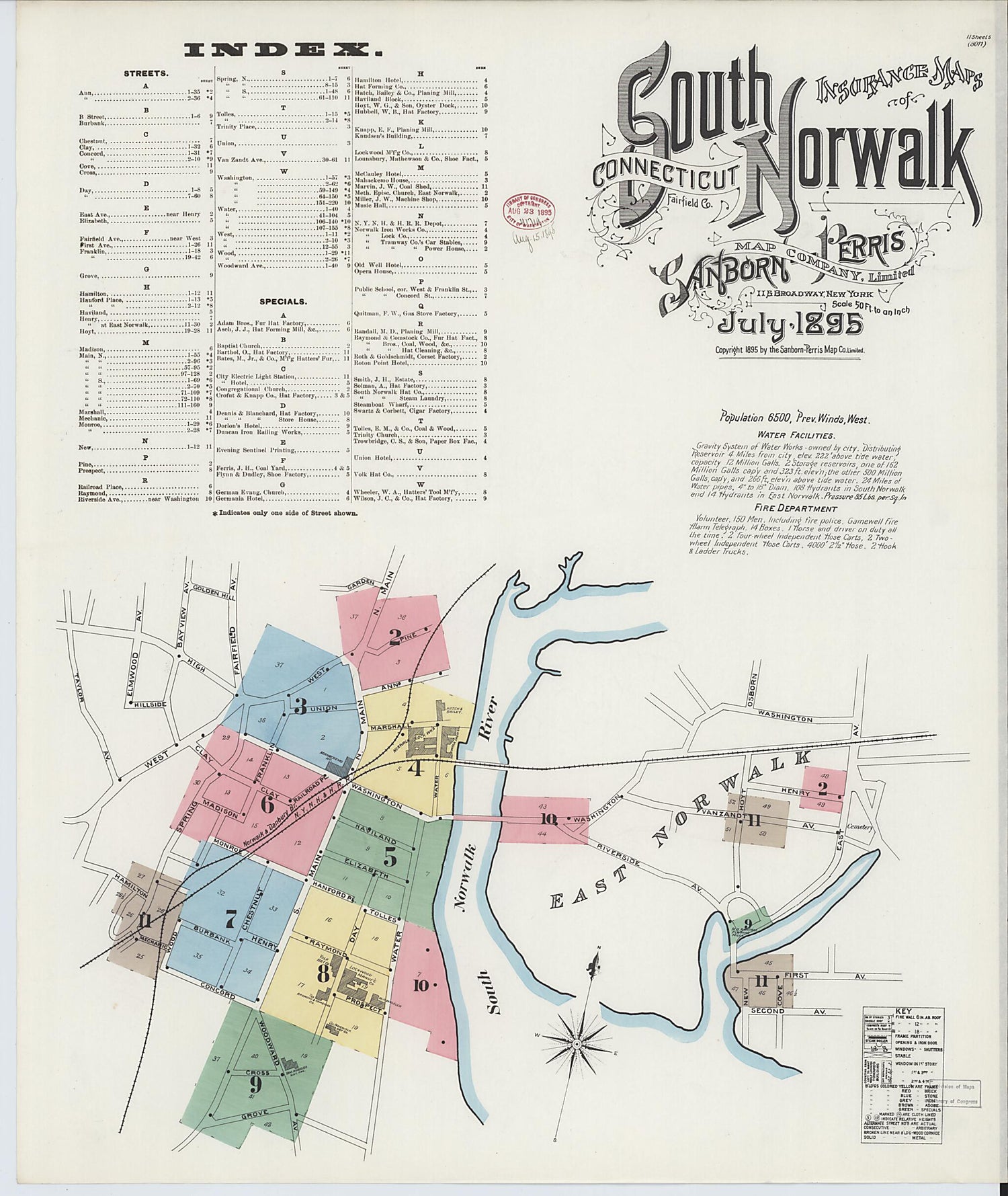 This old map of South Norwalk, Fairfield County, Connecticut was created by Sanborn Map Company in 1895