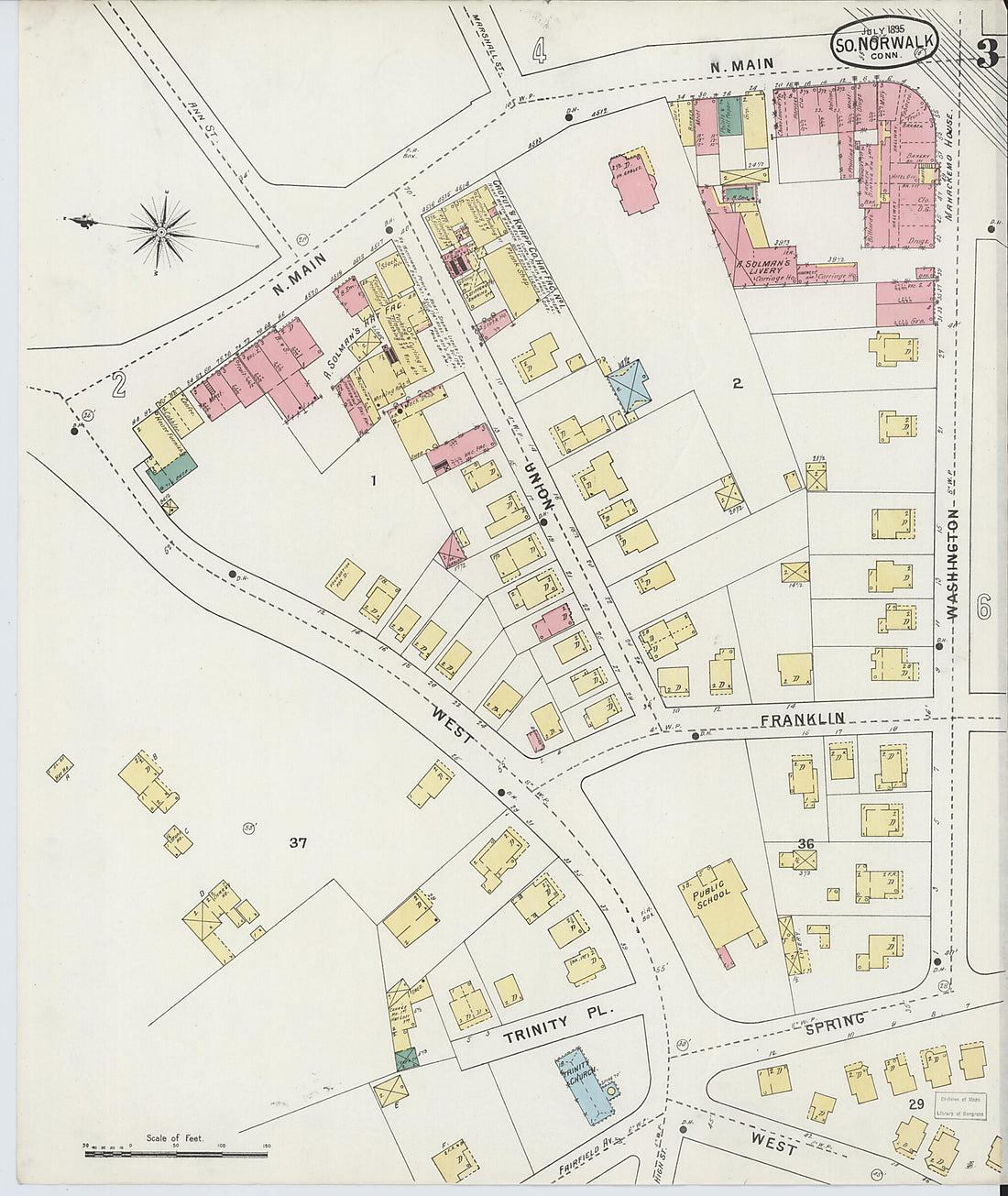This old map of South Norwalk, Fairfield County, Connecticut was created by Sanborn Map Company in 1895