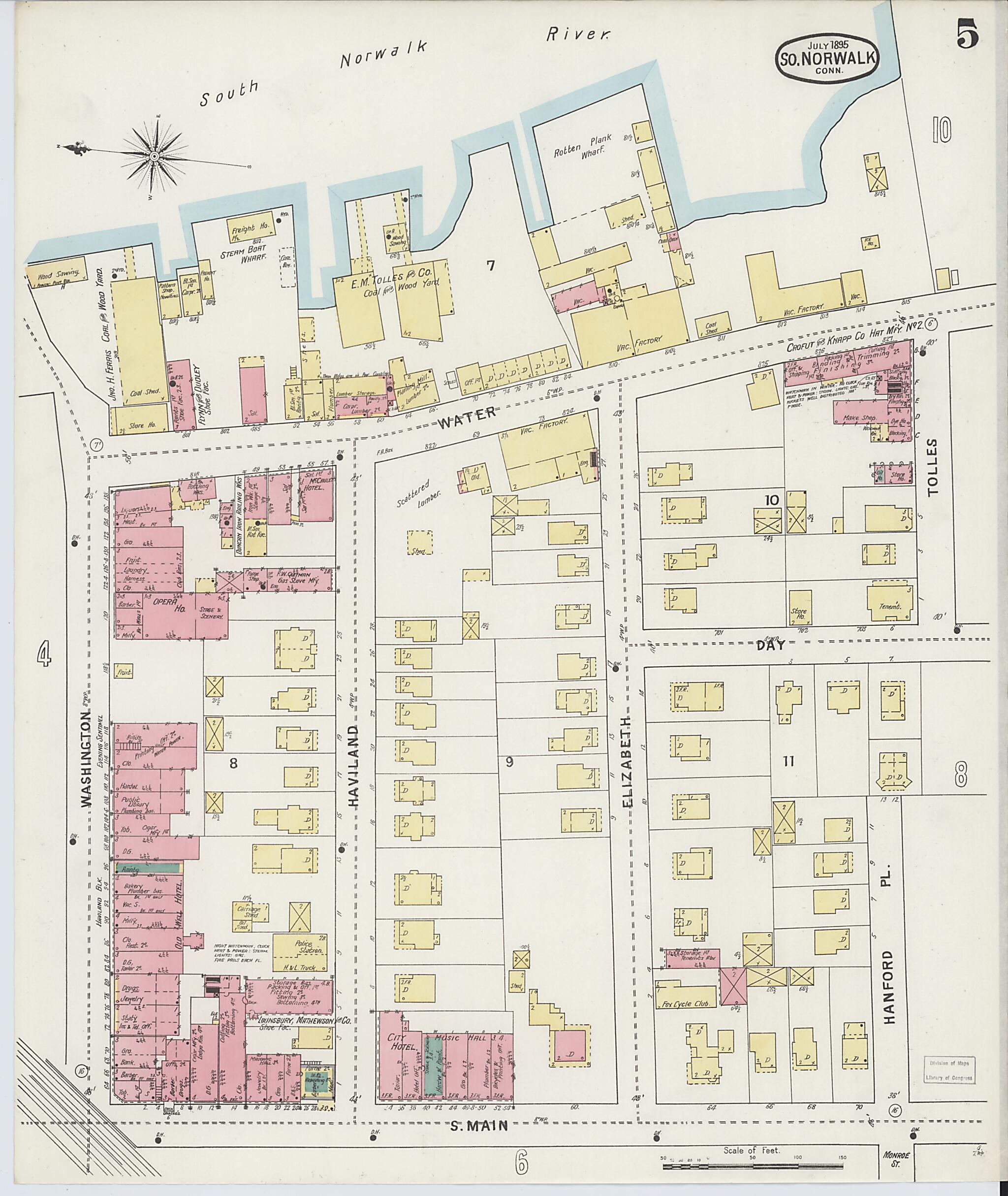 This old map of South Norwalk, Fairfield County, Connecticut was created by Sanborn Map Company in 1895