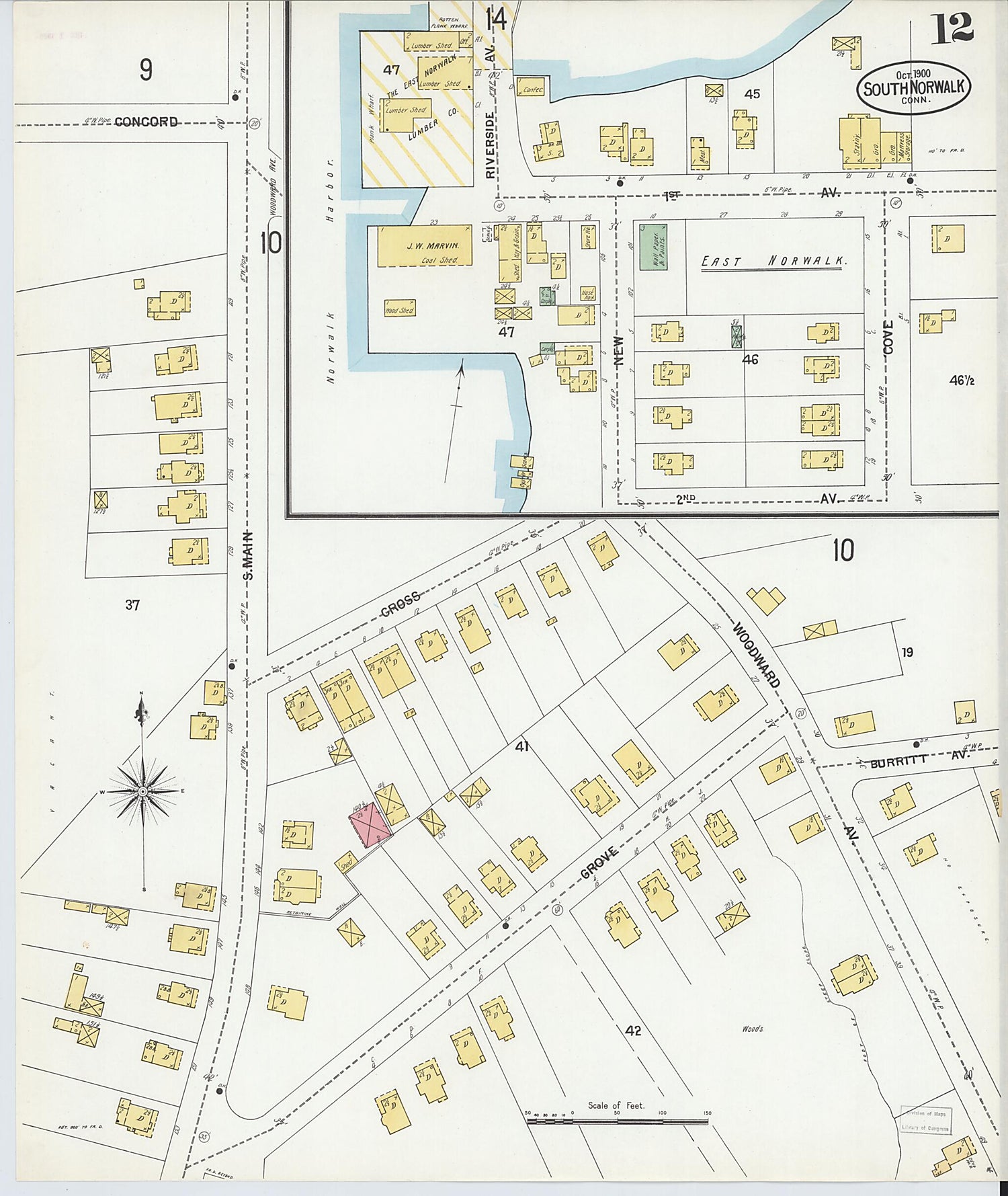 This old map of South Norwalk, Fairfield County, Connecticut was created by Sanborn Map Company in 1900