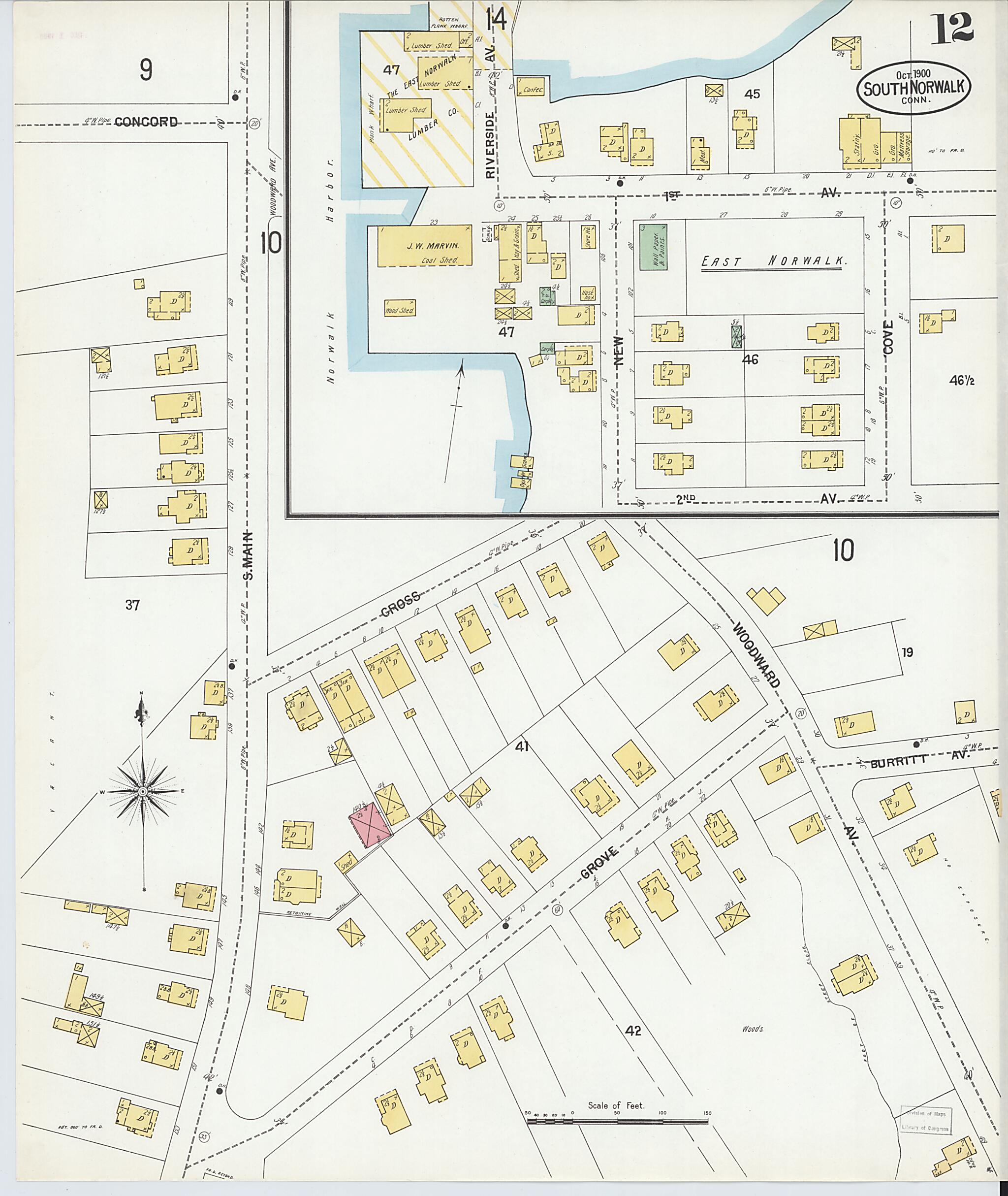 This old map of South Norwalk, Fairfield County, Connecticut was created by Sanborn Map Company in 1900