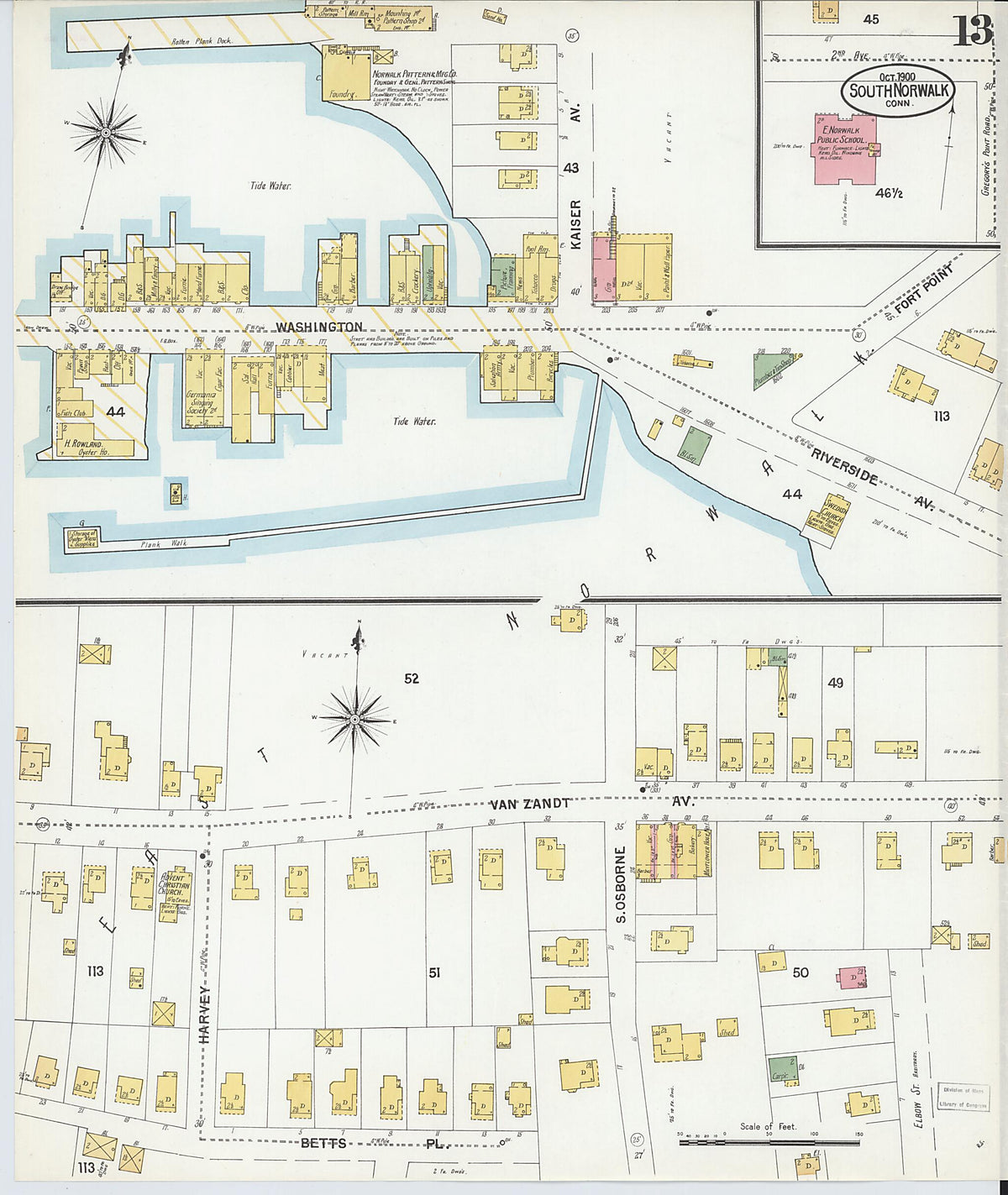 South Norwalk, Fairfield County, Connecticut 1900 (Sheet 13 of 14) by Relic Map Company