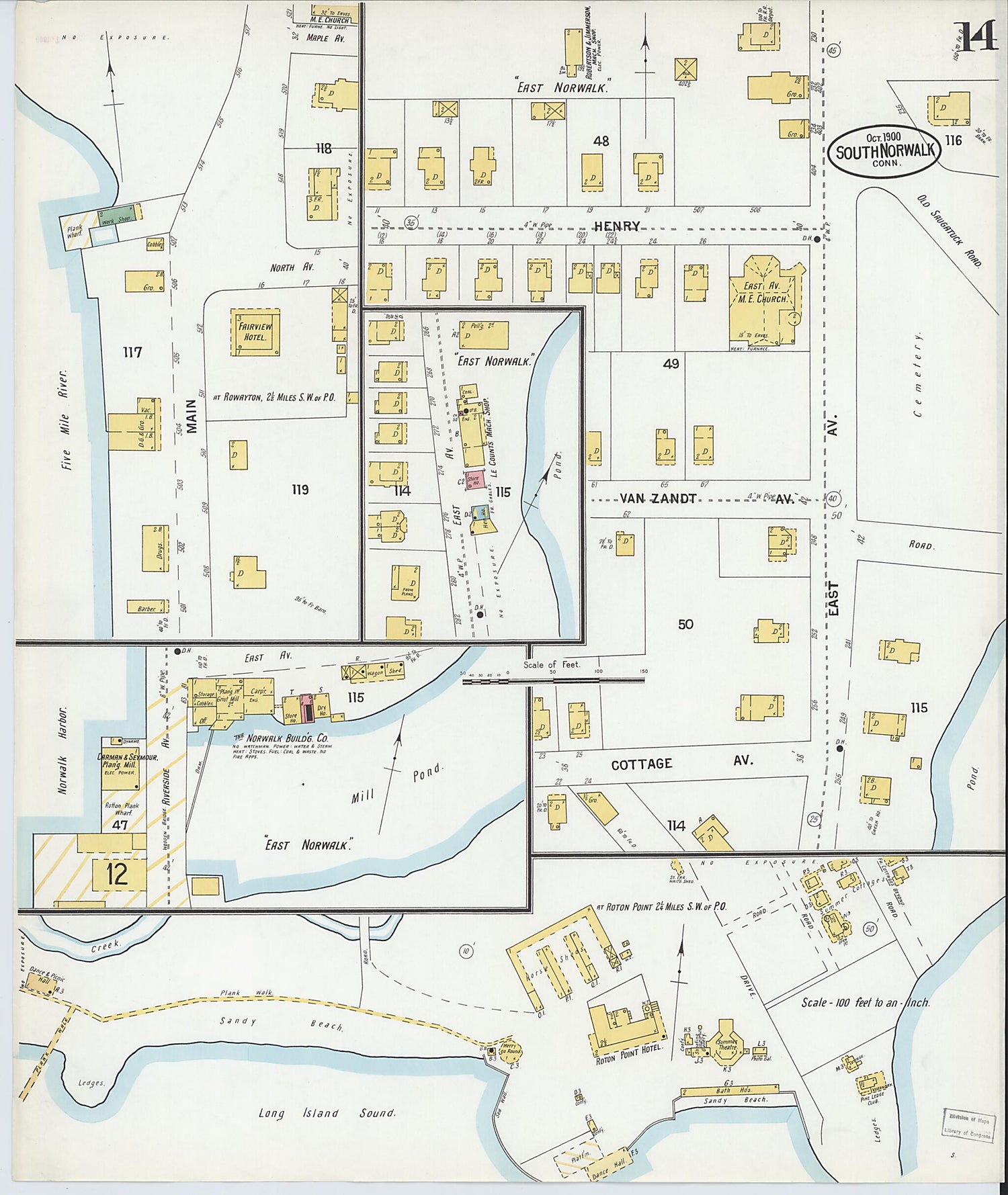 This old map of South Norwalk, Fairfield County, Connecticut was created by Sanborn Map Company in 1900