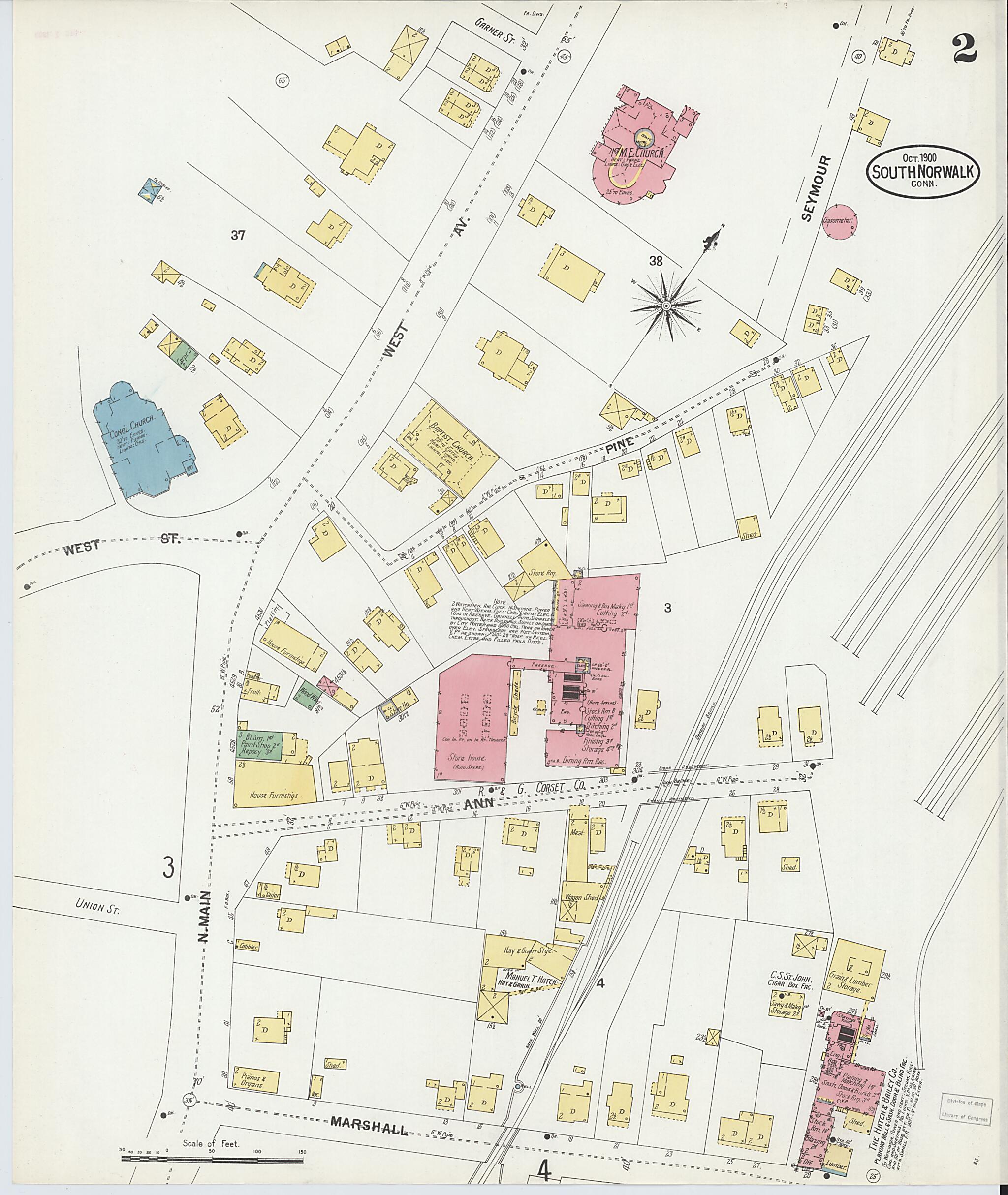 This old map of South Norwalk, Fairfield County, Connecticut was created by Sanborn Map Company in 1900