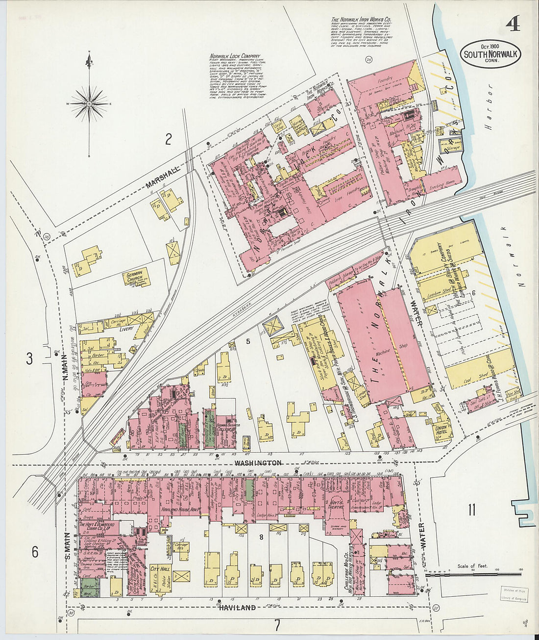 This old map of South Norwalk, Fairfield County, Connecticut was created by Sanborn Map Company in 1900