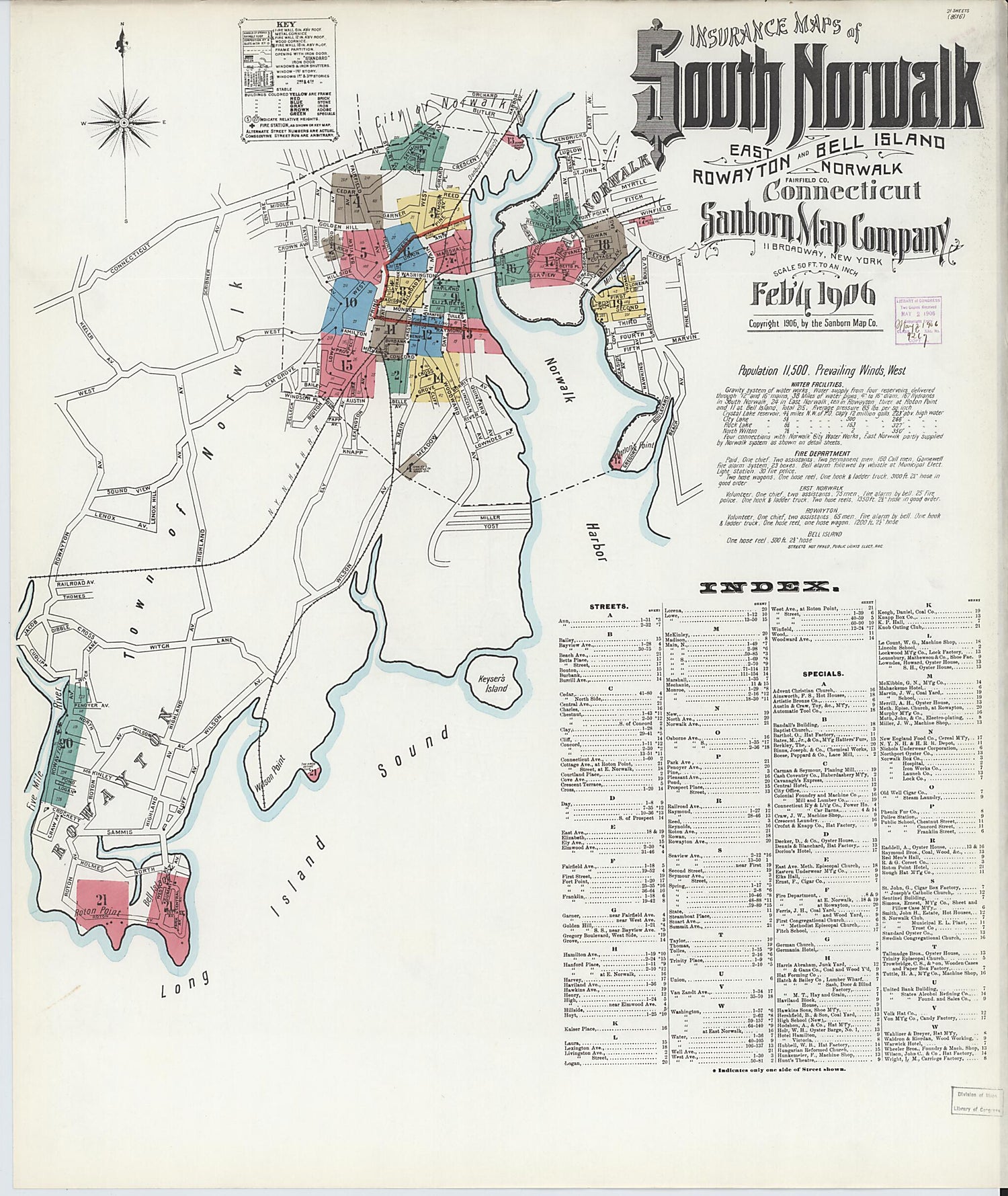 This old map of South Norwalk, Fairfield County, Connecticut was created by Sanborn Map Company in 1906