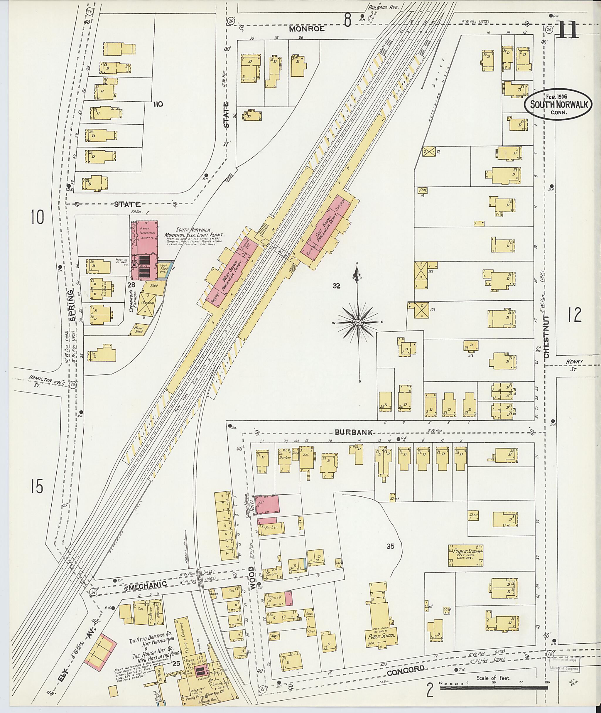 This old map of South Norwalk, Fairfield County, Connecticut was created by Sanborn Map Company in 1906