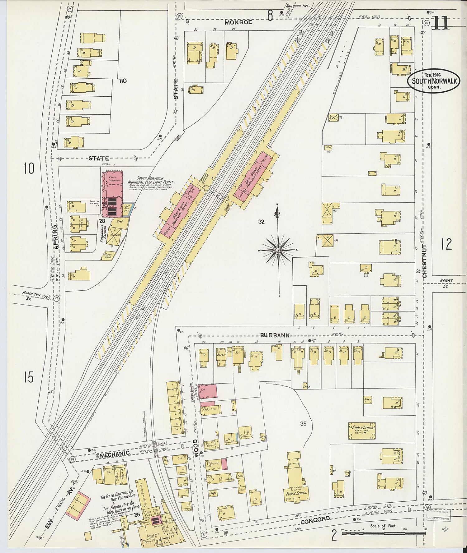 This old map of South Norwalk, Fairfield County, Connecticut was created by Sanborn Map Company in 1906