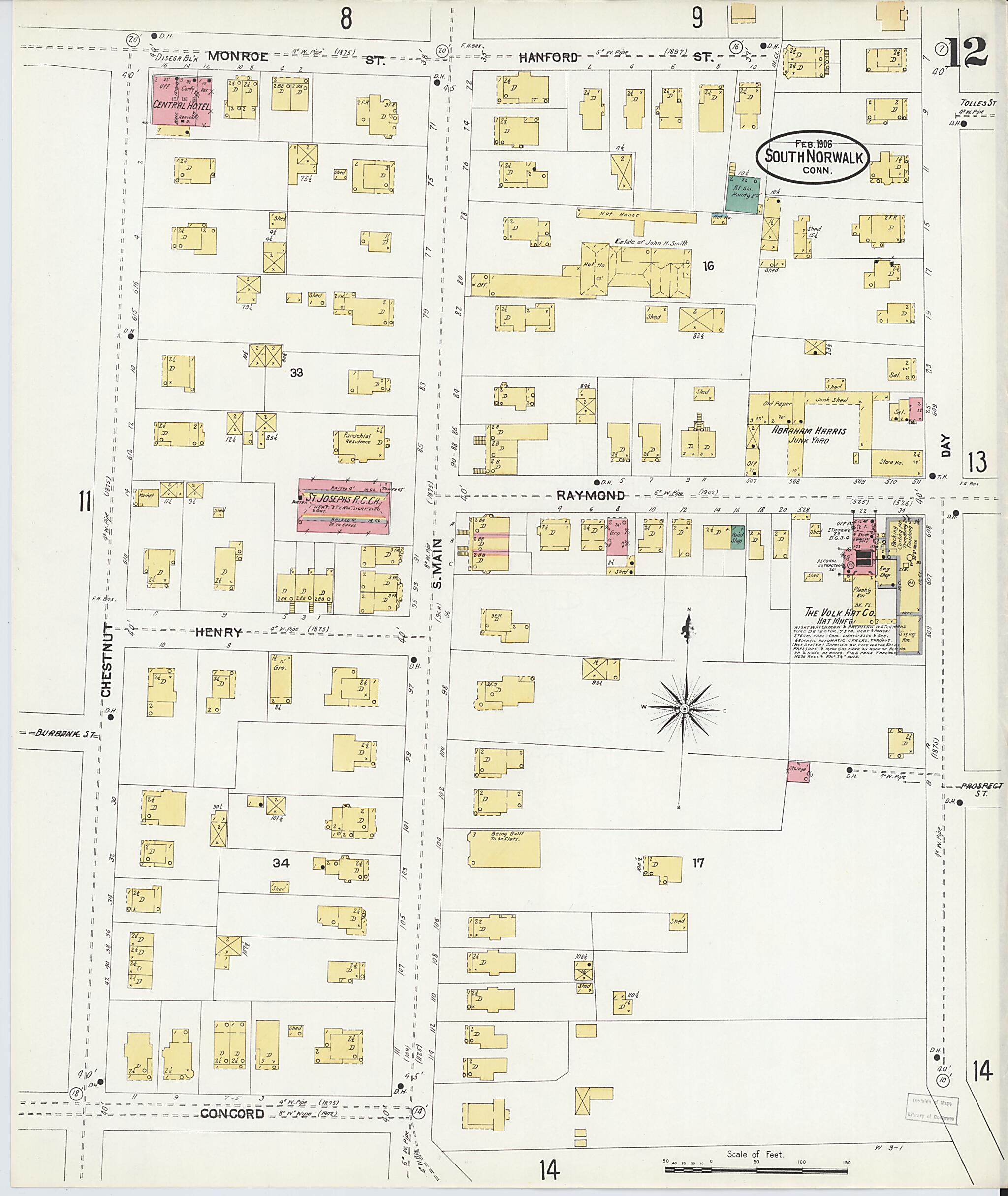 This old map of South Norwalk, Fairfield County, Connecticut was created by Sanborn Map Company in 1906