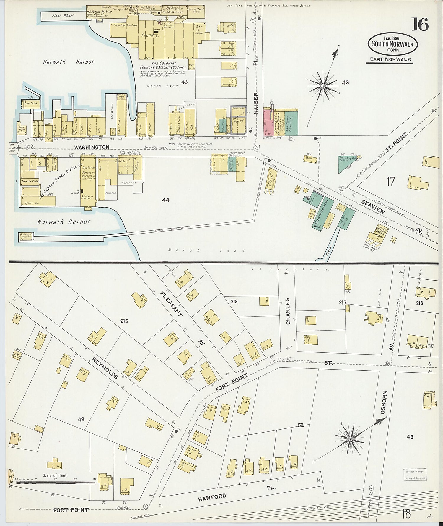 This old map of South Norwalk, Fairfield County, Connecticut was created by Sanborn Map Company in 1906