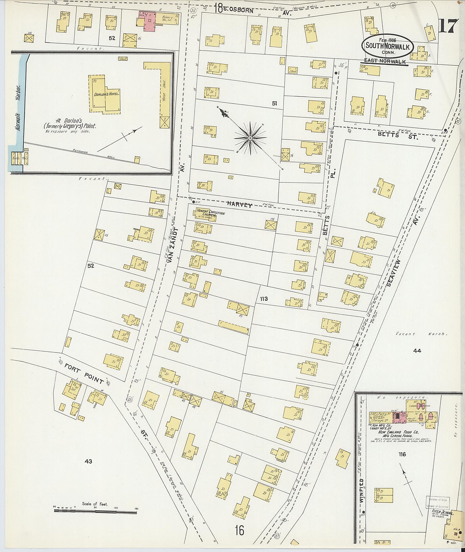 This old map of South Norwalk, Fairfield County, Connecticut was created by Sanborn Map Company in 1906