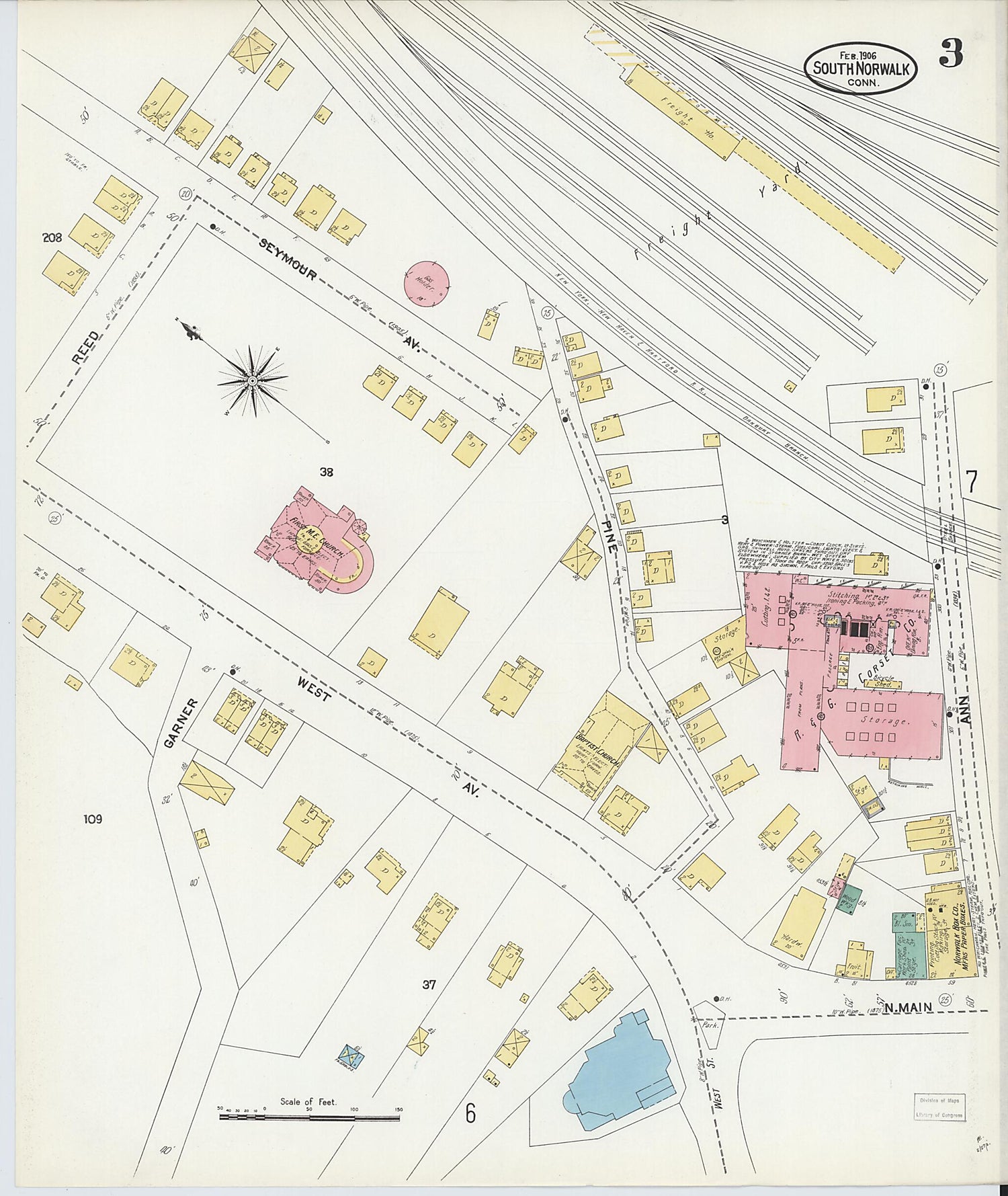 This old map of South Norwalk, Fairfield County, Connecticut was created by Sanborn Map Company in 1906
