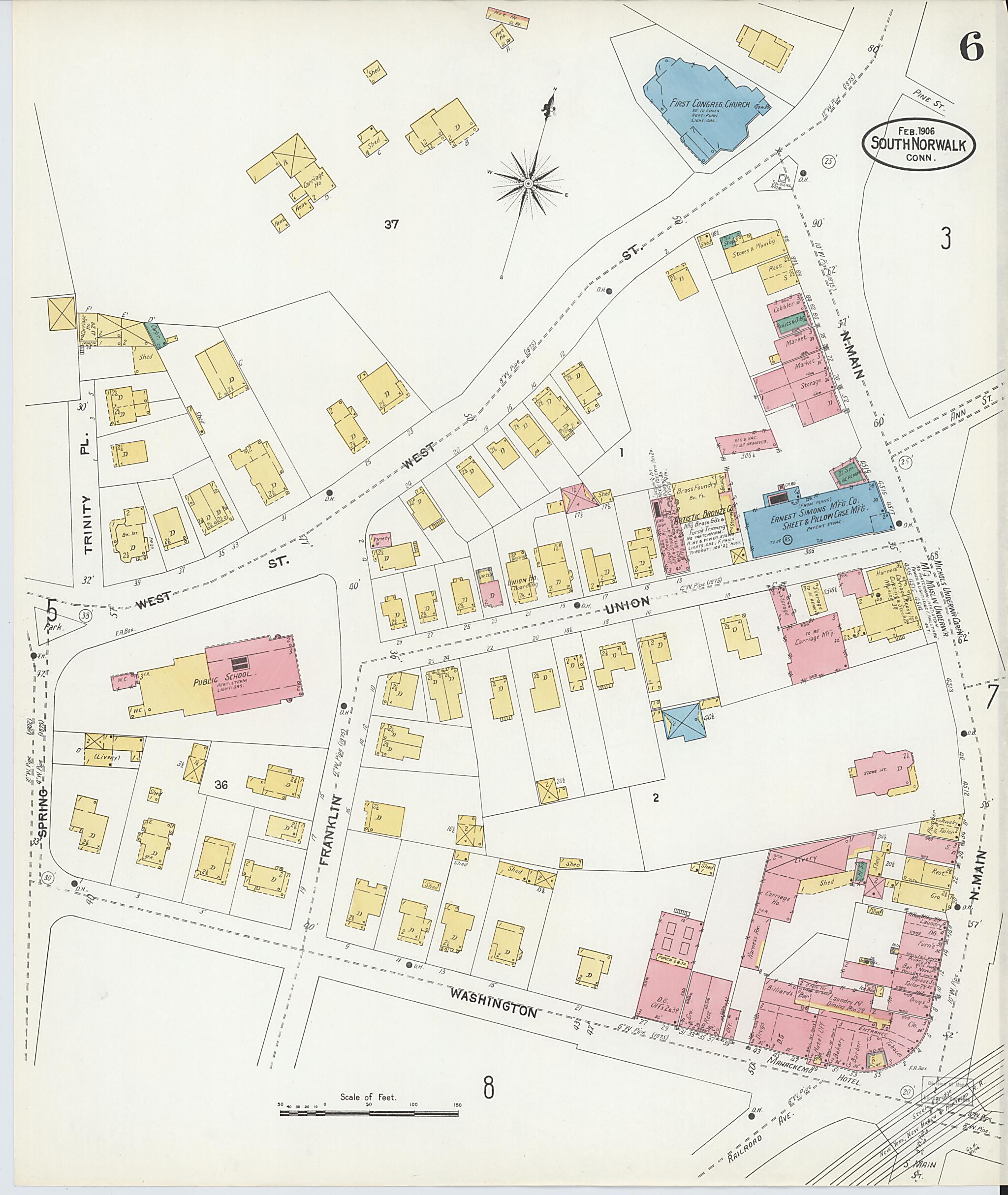 This old map of South Norwalk, Fairfield County, Connecticut was created by Sanborn Map Company in 1906