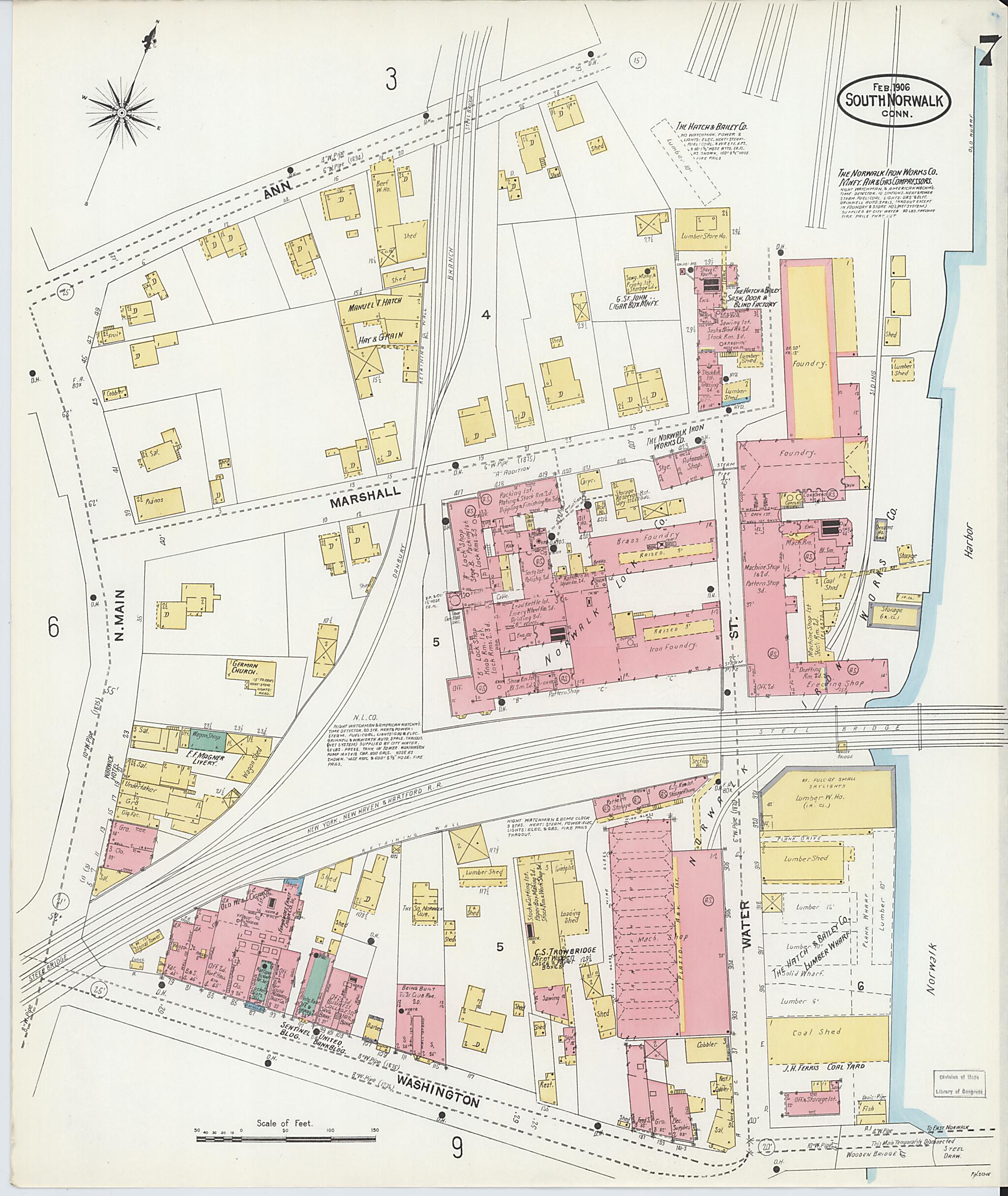 This old map of South Norwalk, Fairfield County, Connecticut was created by Sanborn Map Company in 1906