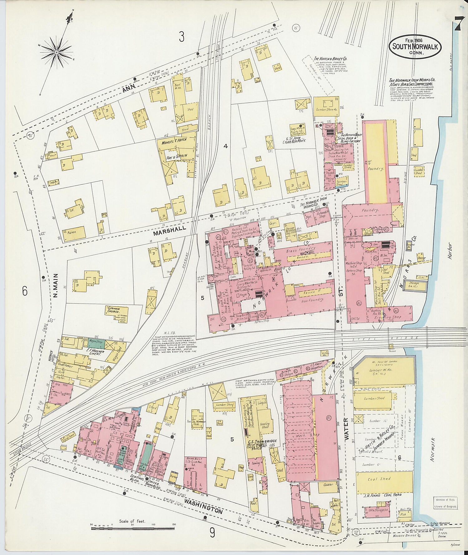 This old map of South Norwalk, Fairfield County, Connecticut was created by Sanborn Map Company in 1906