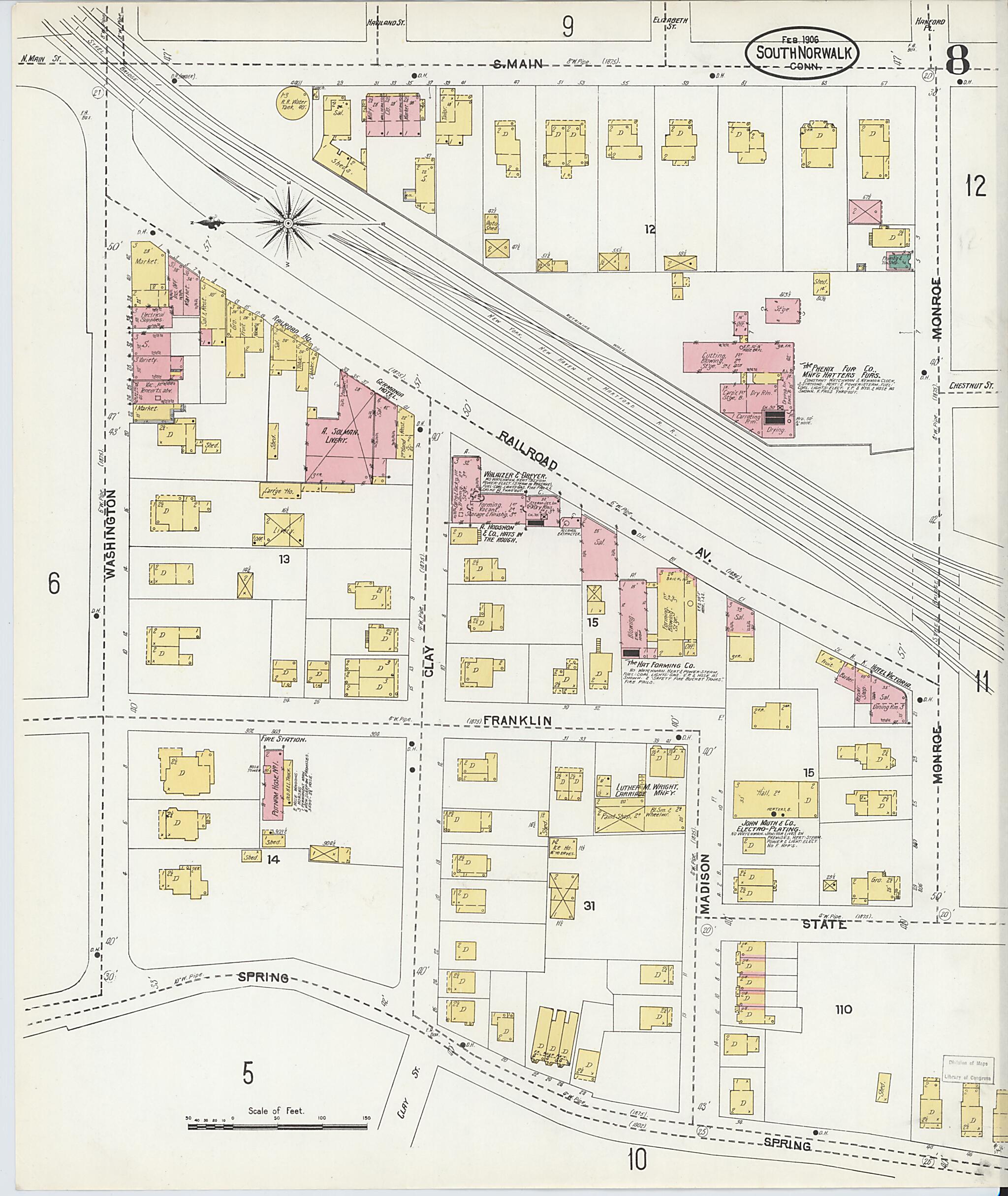 This old map of South Norwalk, Fairfield County, Connecticut was created by Sanborn Map Company in 1906