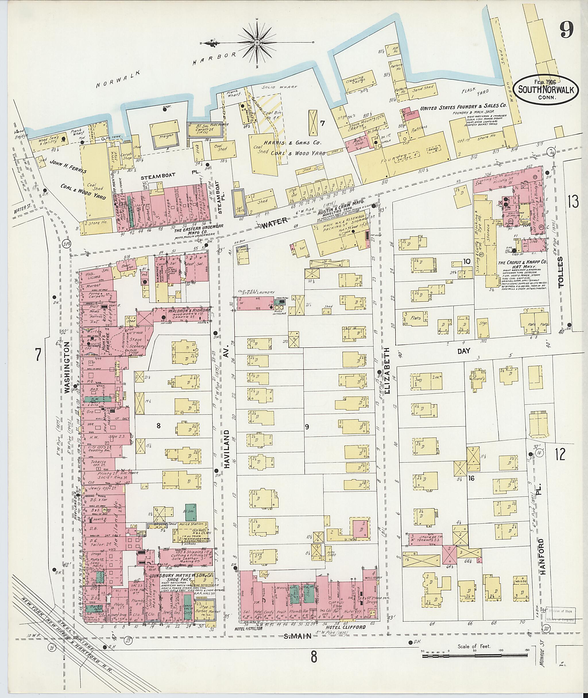 This old map of South Norwalk, Fairfield County, Connecticut was created by Sanborn Map Company in 1906