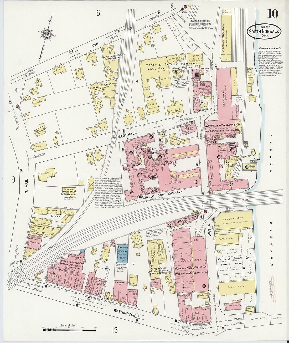 This old map of South Norwalk, Fairfield County, Connecticut was created by Sanborn Map Company in 1912