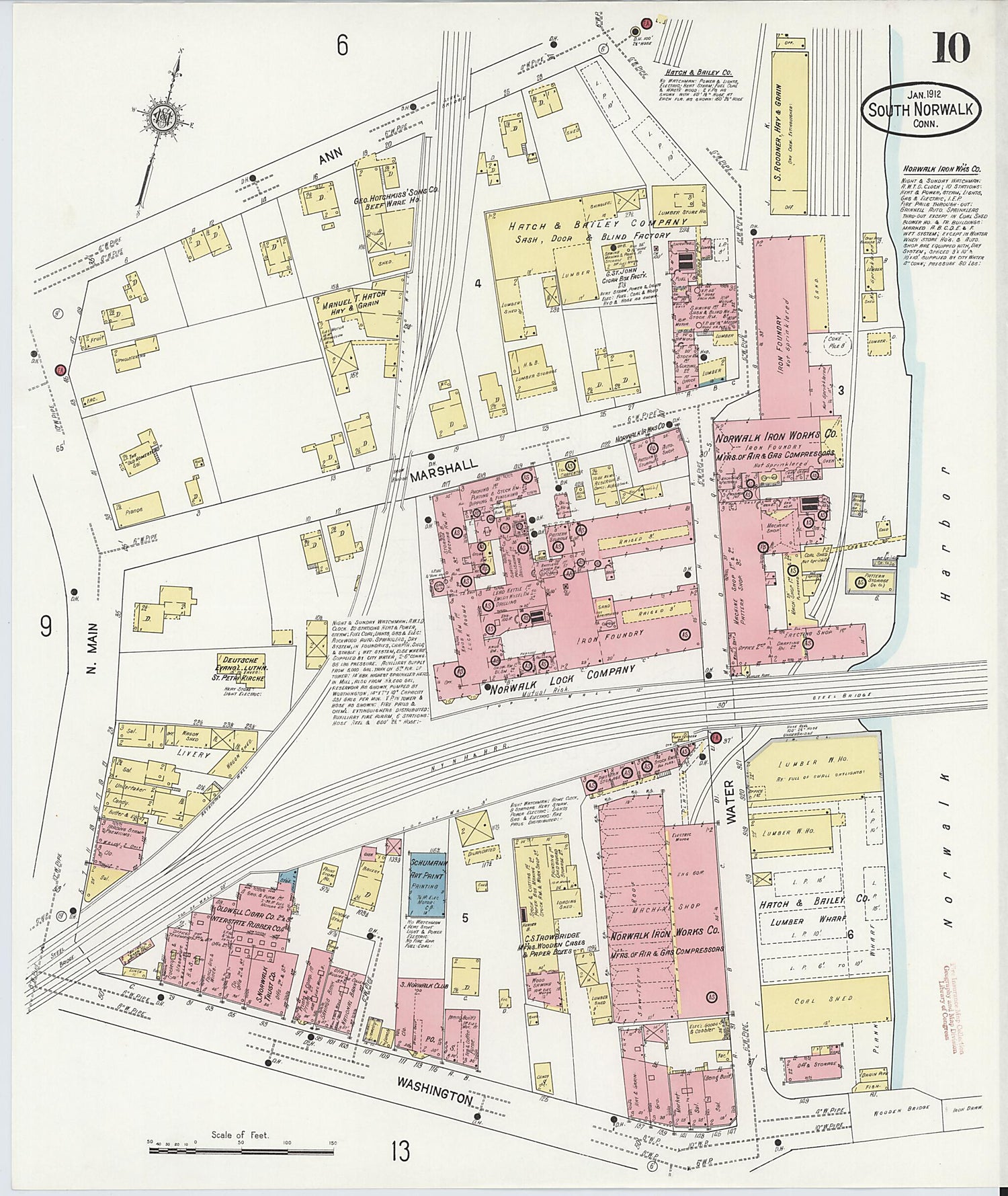 This old map of South Norwalk, Fairfield County, Connecticut was created by Sanborn Map Company in 1912